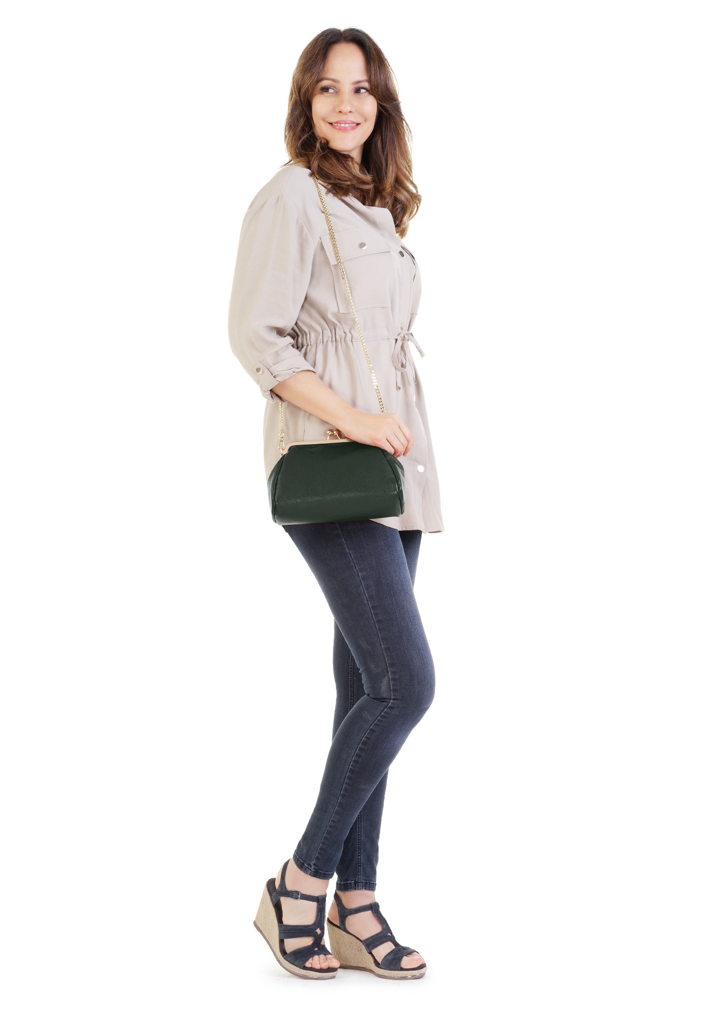 Cluty Abendtasche, echt Leder, Made in Italy