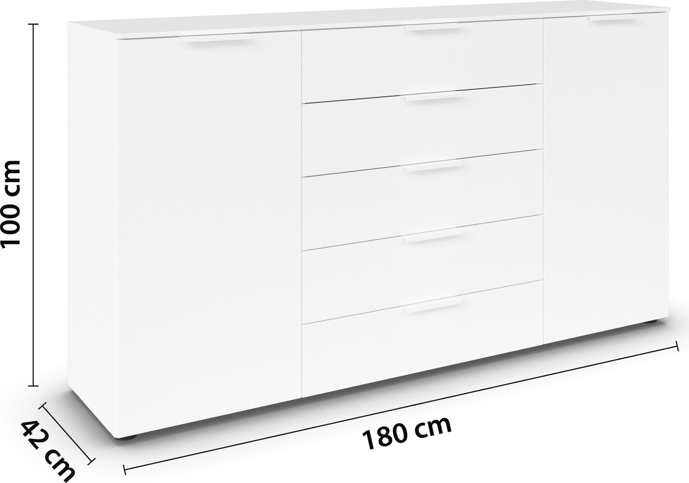 rauch Kommode »Flipp Schubladenkommode Wäscheschrank Schrank Bestseller«, 2-türig mit 5 Schubladen und Soft-Close-Funktion in zwei Breiten