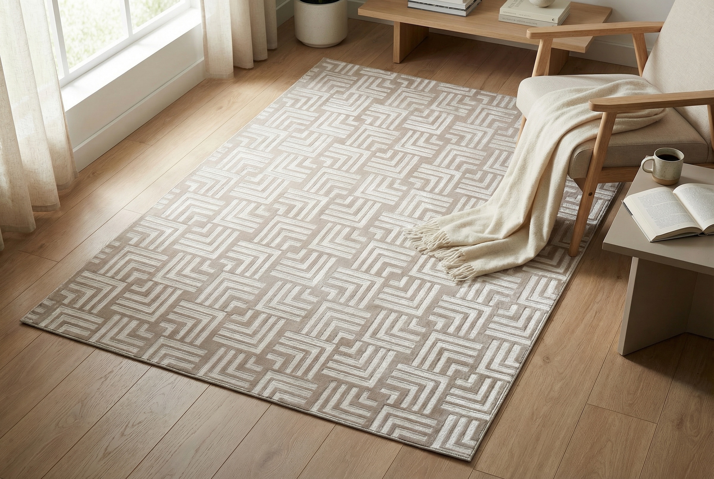 Kayoom Teppich »Calma 325« rechteckig 10 mm Höhe Kurzflor, 3-D Optik, Wohnzimmer