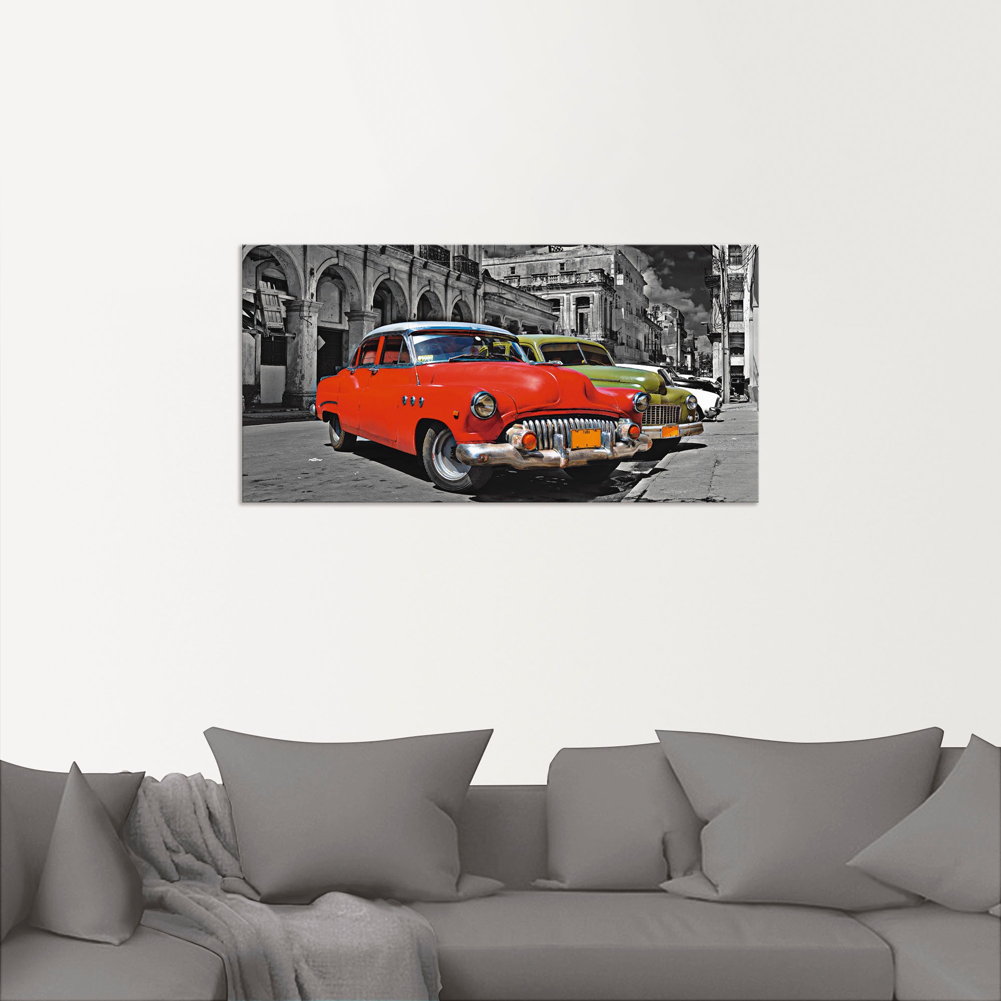 Artland Wandbild »Ansicht von bunten Havanna Autos« Auto 1 Stk. tlg. als Alubild, Outdoorbild, Leinwandbild, Wandaufkleber, versch. Größen