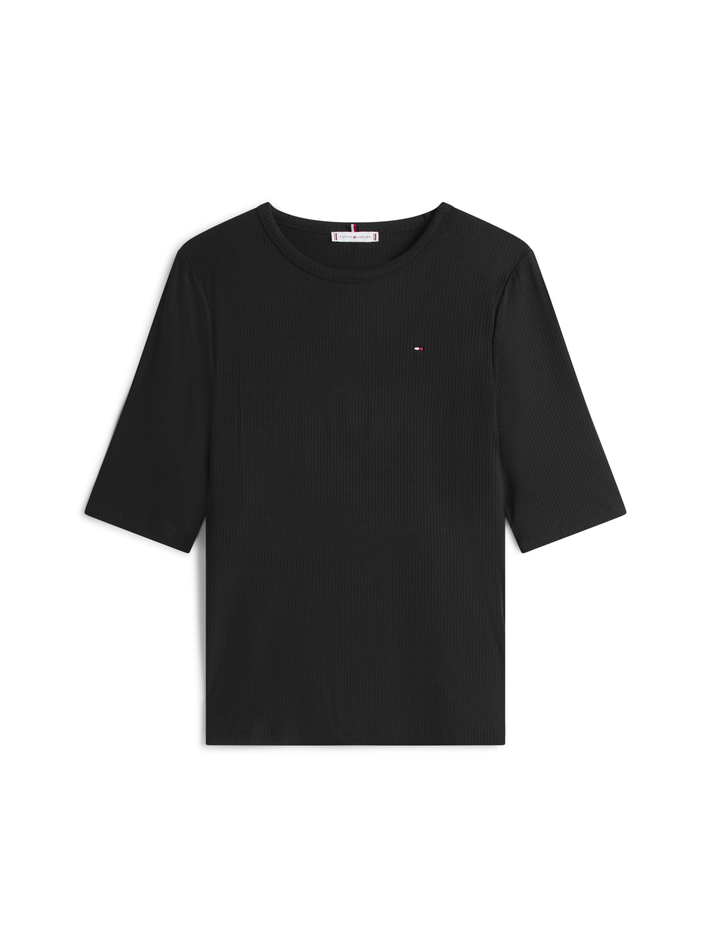 Tommy Hilfiger Curve Kurzarmshirt »CRV SLIM 5X2 RIB C-NK 1/2 SLV«, in großen Größen, in gerippter Struktur
