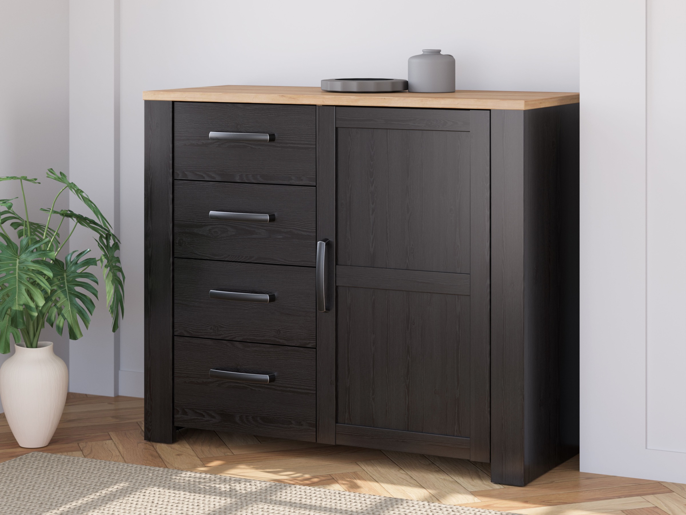 FORTE Kommode B/H/T 101,4/87/42 cm, Soft Close, 4 Schubkästen