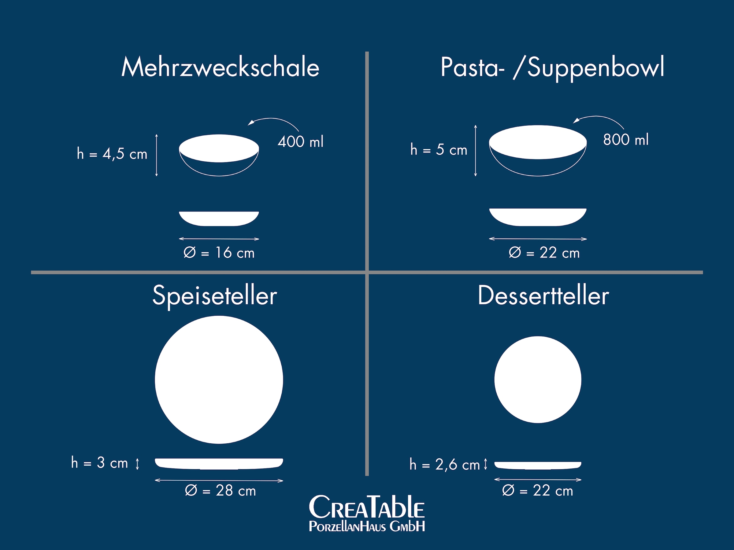 CreaTable Tafelservice »Uno« seidenmatte Glasur