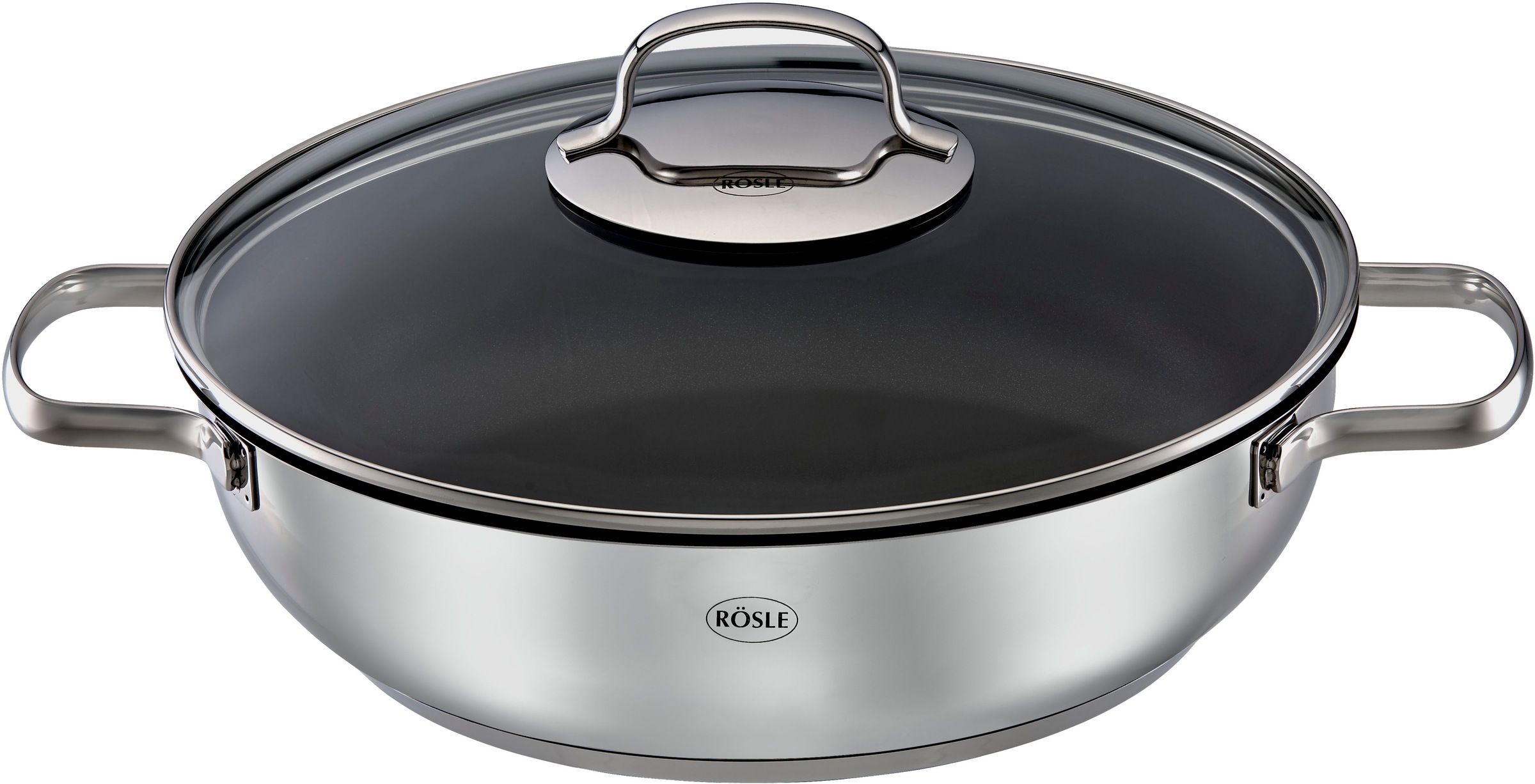 RÖSLE Servierpfanne "ELEGANCE PTFE ProPlex" Edelstahl 18/10 Ø 28 cm, spülmaschinengeeignet, Induktion