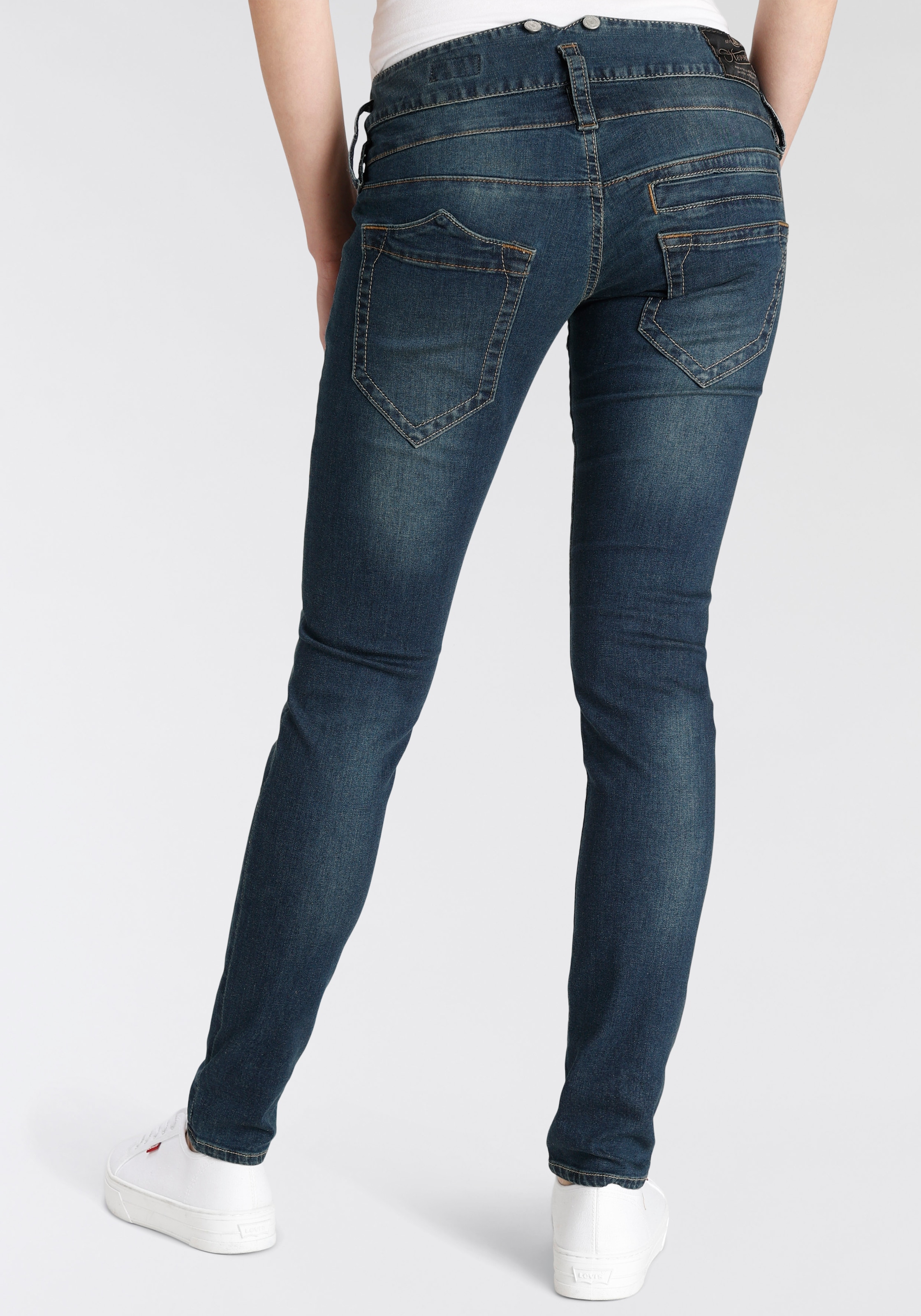Herrlicher Slim-fit-Jeans »Jeans Pitch Slim Organic Denim«, Vintage-Style mit Abriebeffekten
