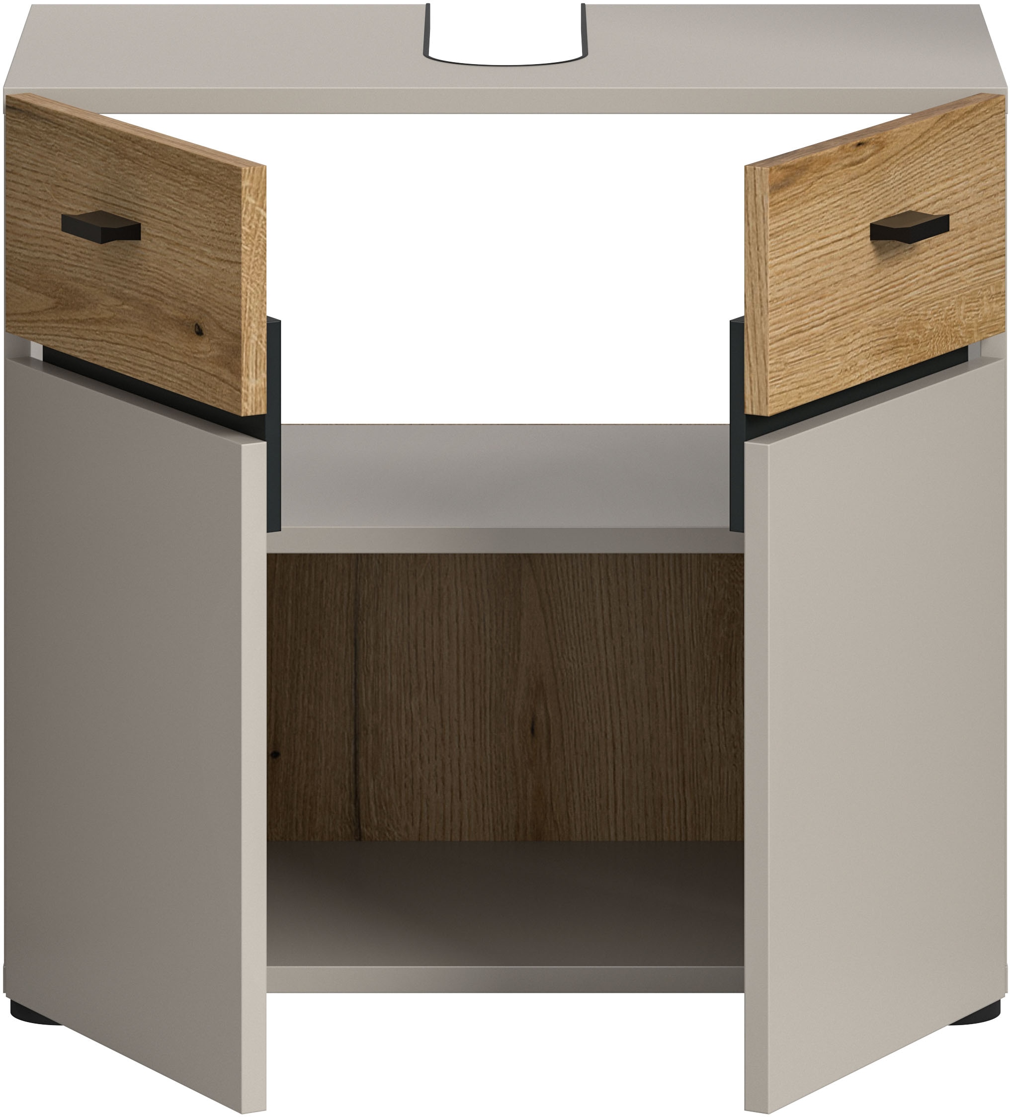 welltime Waschbeckenunterschrank »VANN, Breite 60cm, 2 Türen, 2 Fächer, mit Siphonausschnitt« individuell mit weiteren Artikel der Serie VANN kombinierbar,  Waschtisch, Waschbeckenschrank, Kommode, Schrank, Badezimmer, Bad