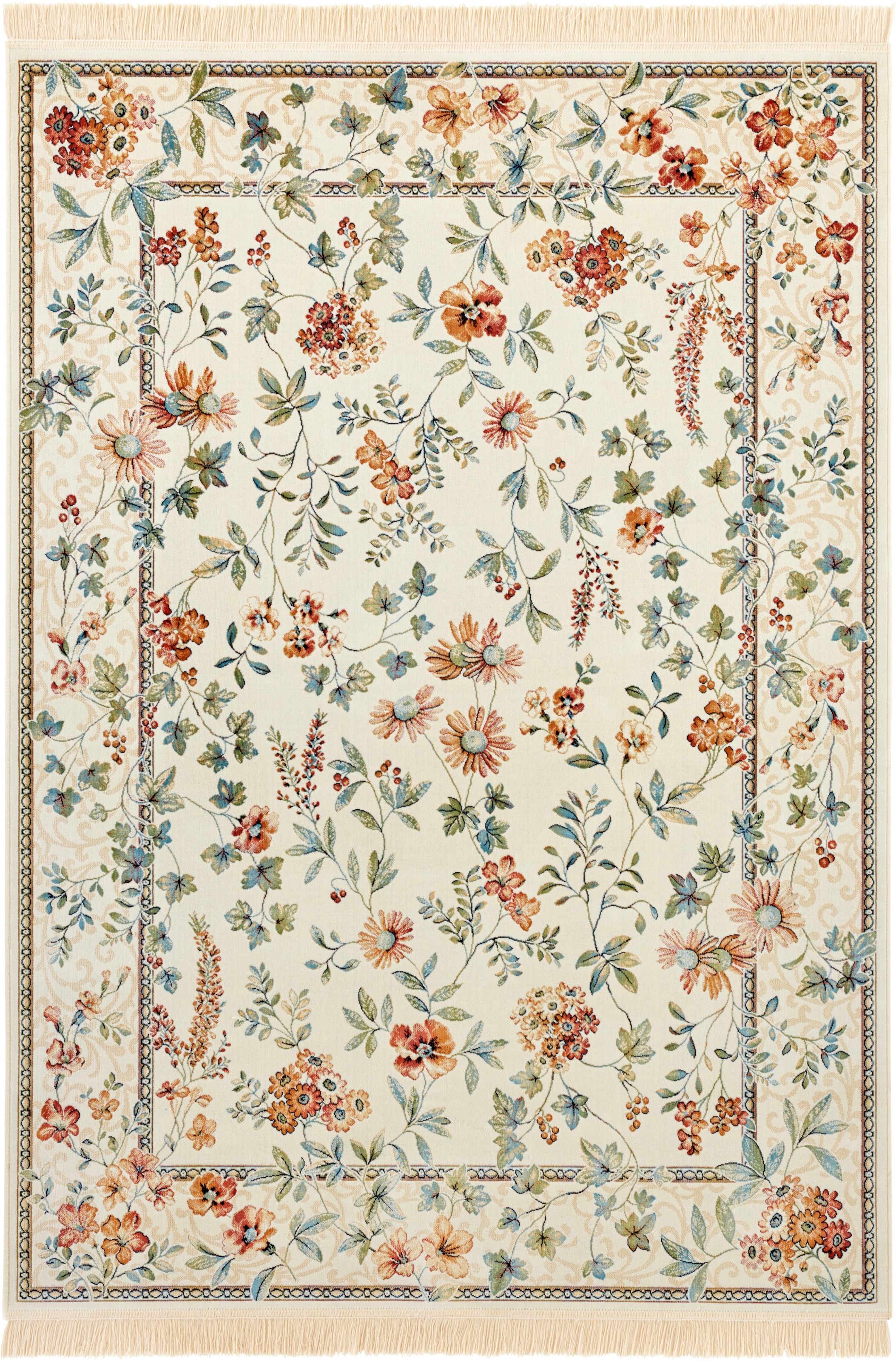 HANSE Home Teppich »Orient Flowers«, rechteckig, 5 mm Höhe, Kurzflor mit Fransen, Orient, Wohnzimmer, Schlafzimmer, Esszimmer