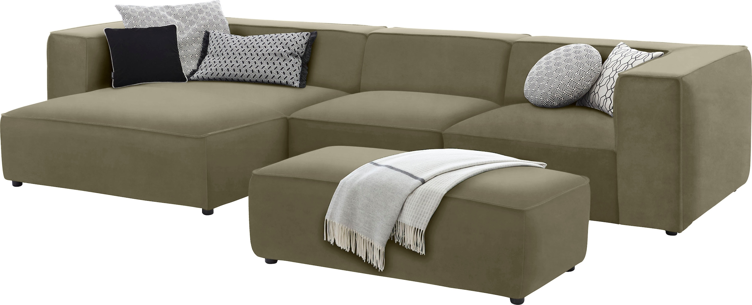 W.SCHILLIG Ecksofa »around-the-block«, mit eleganter Biese, mit Federkern, Breite 341 cm