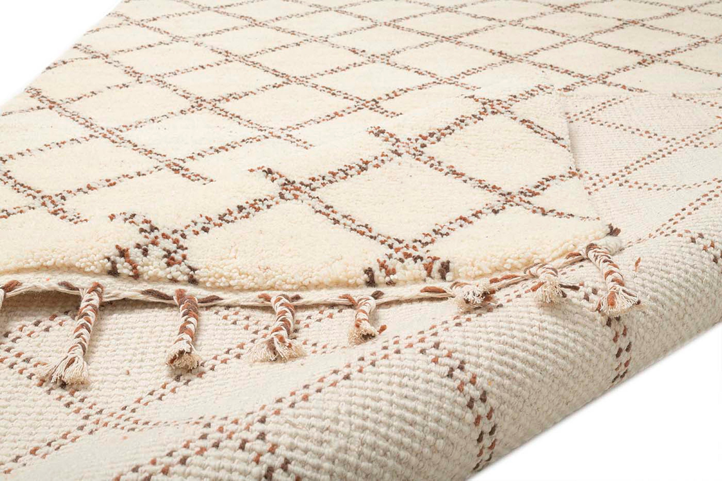 THEKO Wollteppich »MARMOUCHA 05«, rechteckig, 24 mm Höhe, reine Wolle, Rauten Design, mit Fransen, auch als Läufer