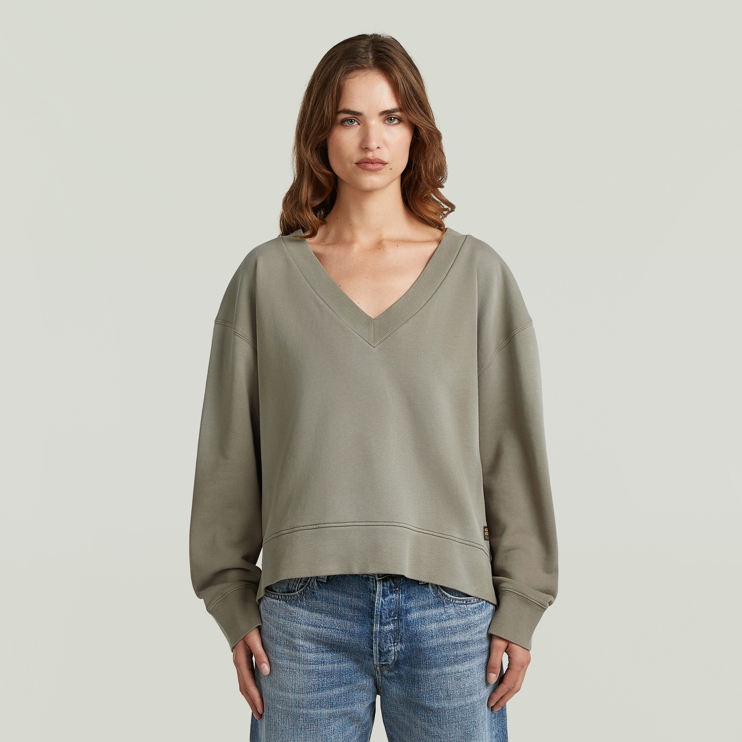 G-STAR Sweatshirt »Sun faded V-Neck Loose Wmn«, mit V-Ausschnitt
