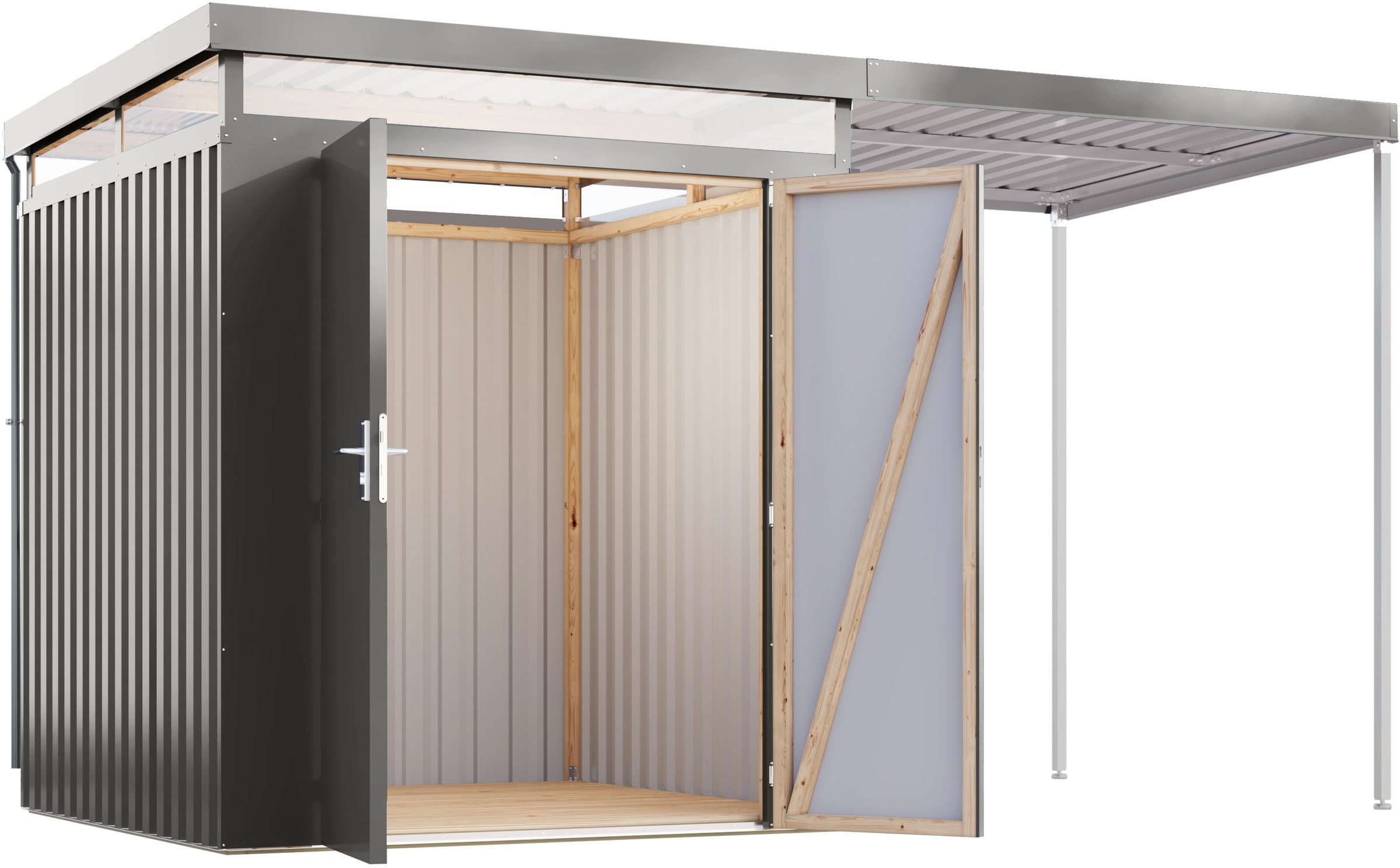 Karibu Gerätehaus »Titanium 2 SET mit Anbaudach«