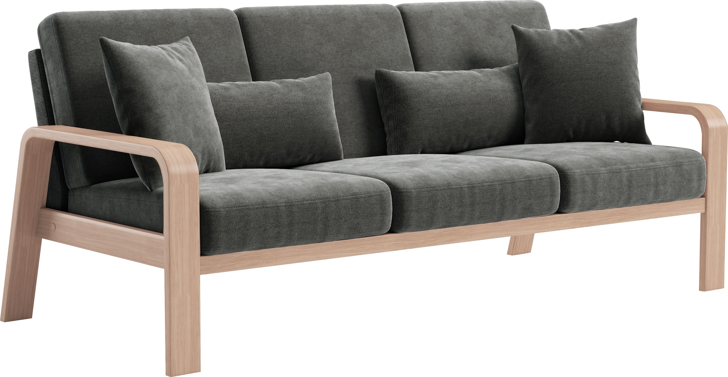 sit&more 3-Sitzer »Kolding«, Armlehnen aus Buchenholz in natur, verschiedene Bezüge und Farben