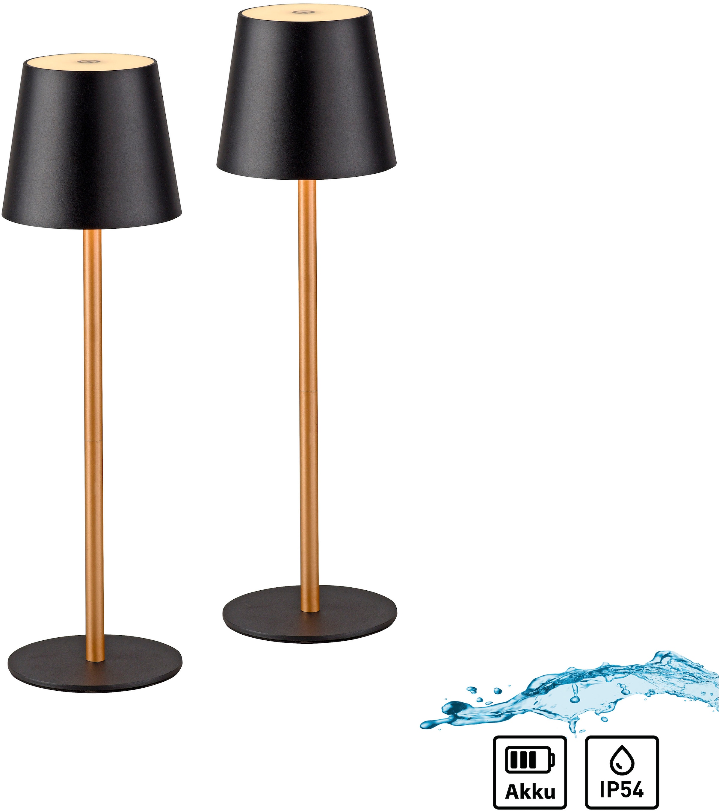 JUST LIGHT LED Tischleuchte »EURIA, 2er Set« LED-Board 2 Stk. Warmweiß LED Akku Tischlampe
