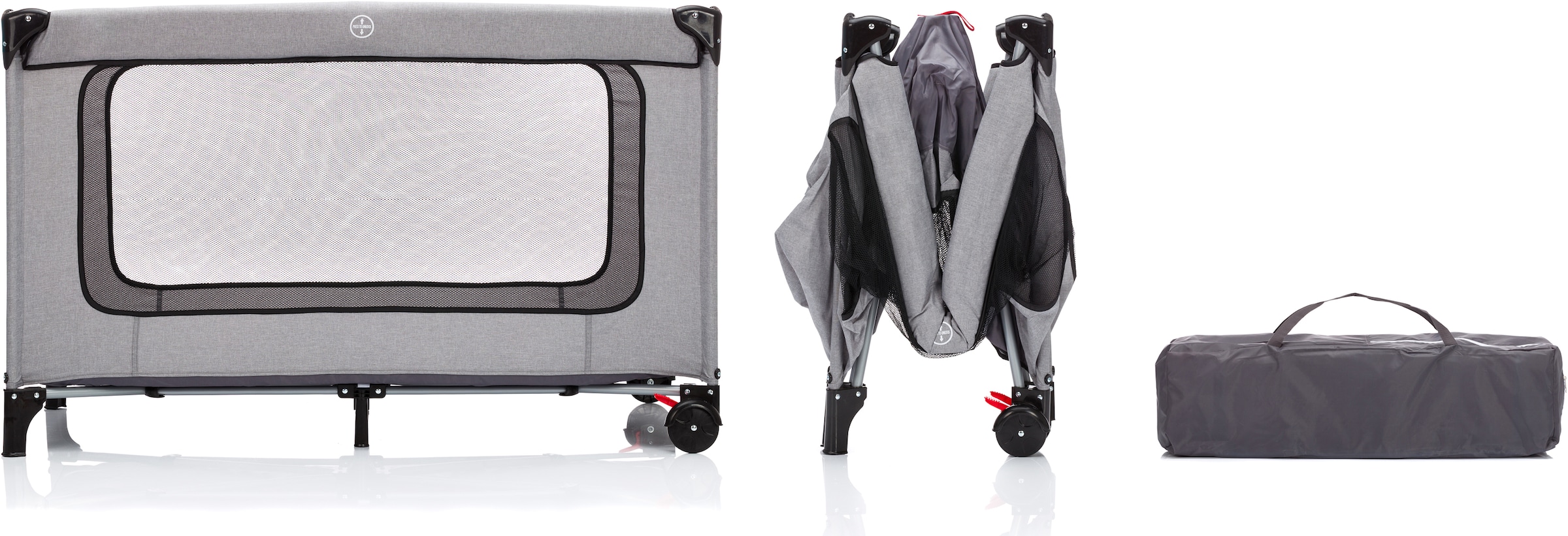 Fillikid Baby-Reisebett »Standard grau Inklusive melange«, Transporttasche bei