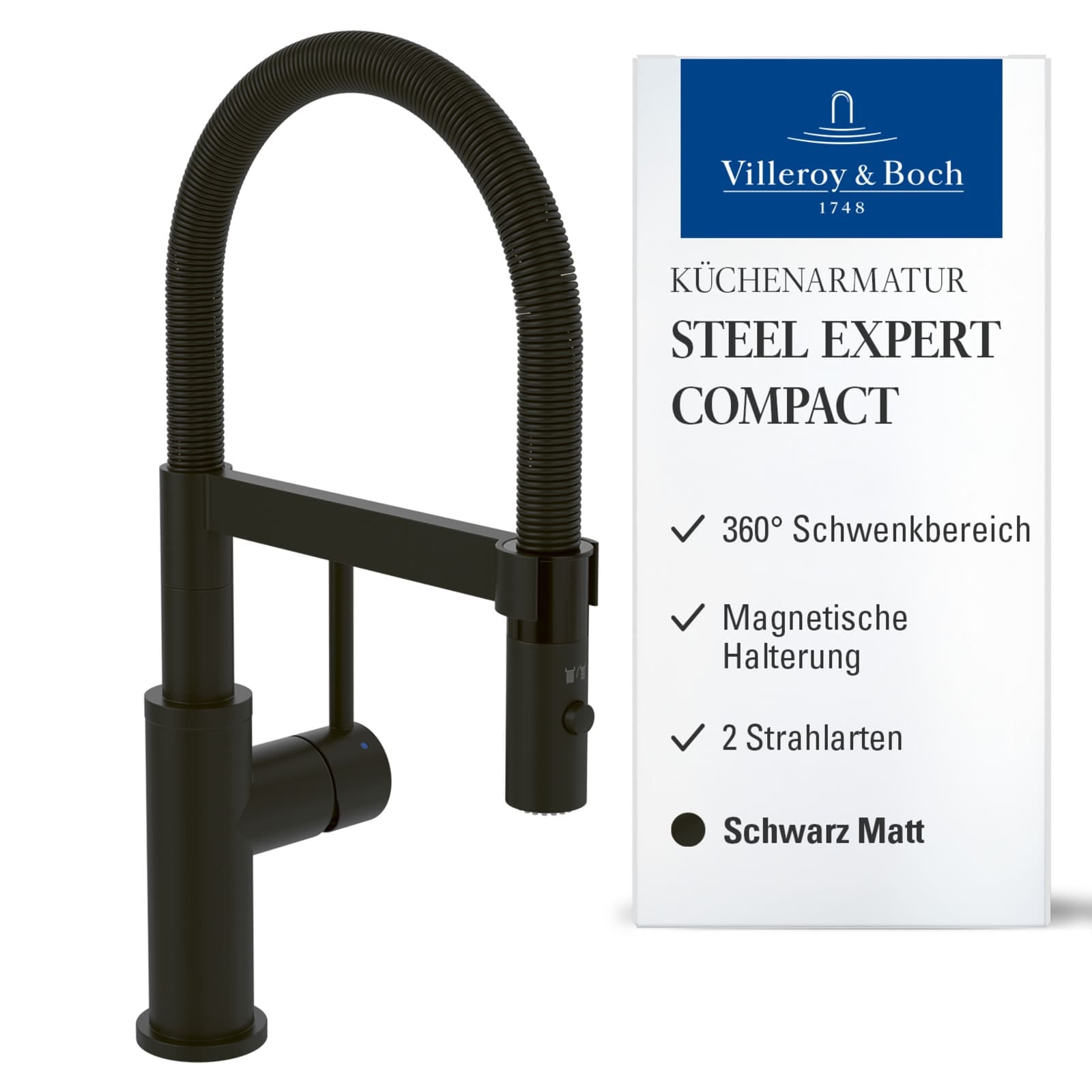 Villeroy & Boch Küchenarmatur »Küchenarmatur Steel Expert Compact 14,3 cm schwarz« 1 Stk. tlg.