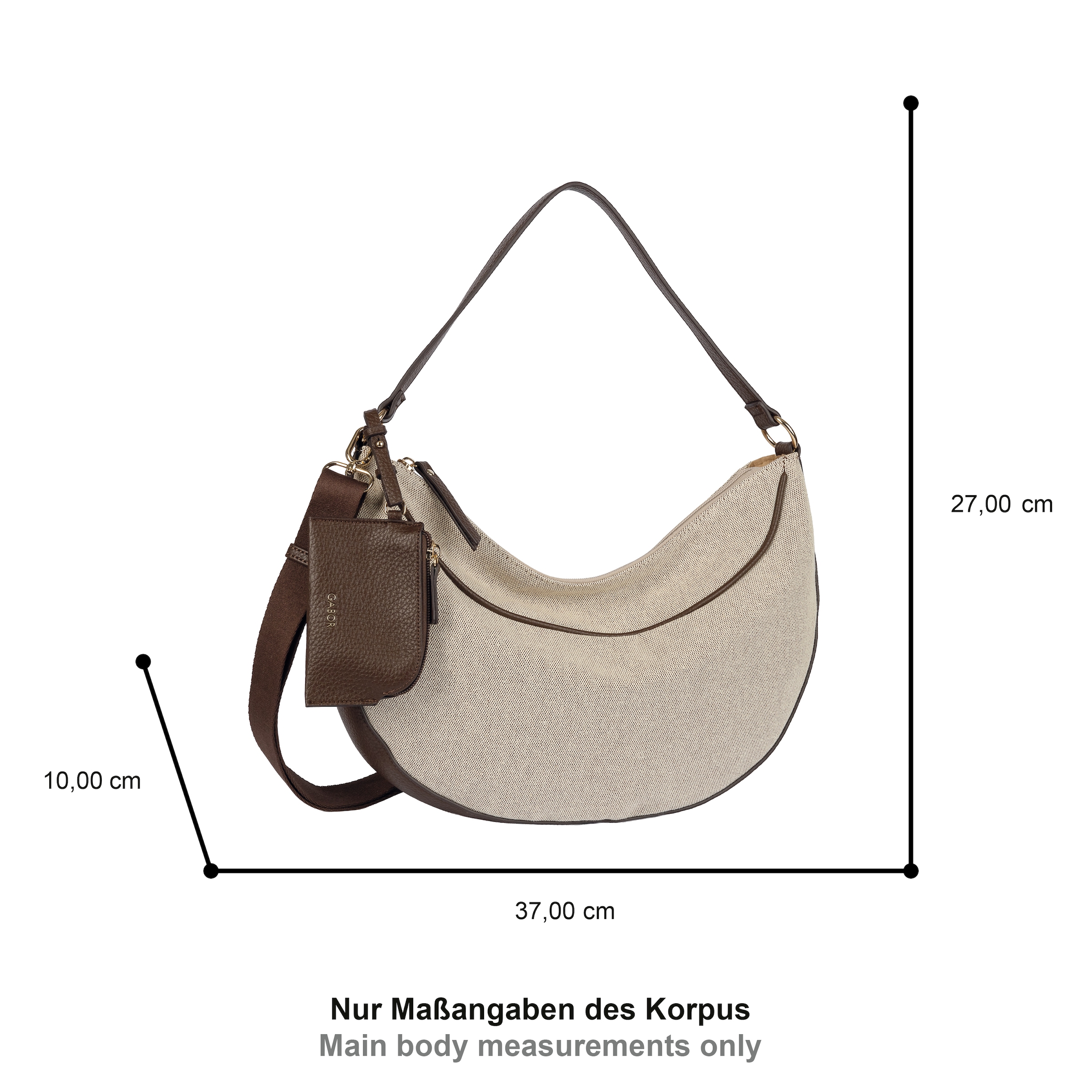 Gabor Hobo »Sibylla« aus Canvas mit edlem Lederimitat, glänzende Metalldetails & Gurtband