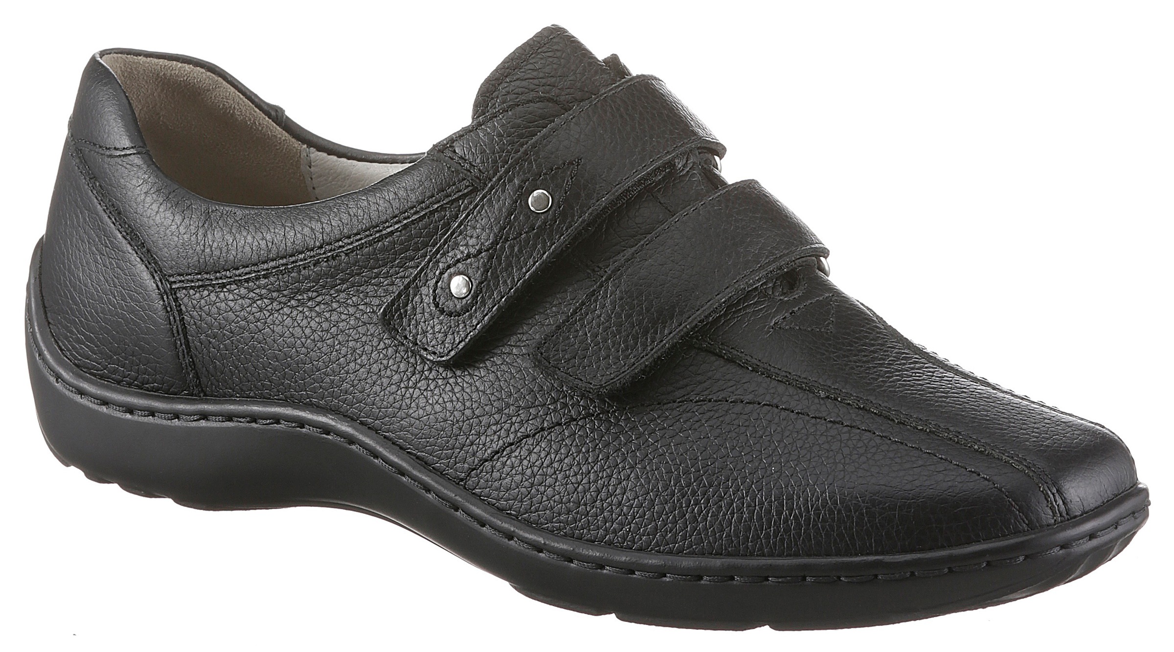 Waldläufer, Damen, »HENNI« Bequemschuh, Slipper mit abgepolstertem Schaftrand und Komfortweite H, schwarz, 3,5 (36), schwarz, Bequemschuh mit Klett-