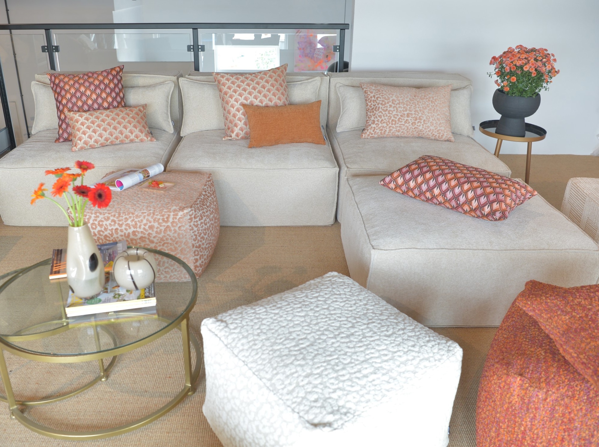 H.O.C.K. Dekokissen »Marta« Sofakissen inkl. Füllung, 50x50cm, Dekokissen, Fächer-Muster