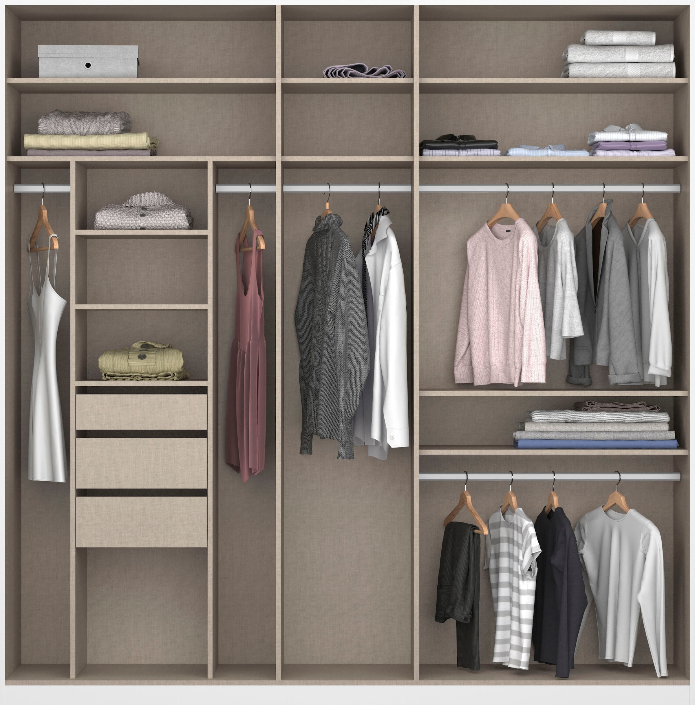 rauch Drehtürenschrank »Kleiderschrank Schrank Garderobe TOPSELLER OTELI inkl. Inneneinteilung«, mit 3 Innenschubladen extra Böden optional mit Spiegel MADE IN GERMANY