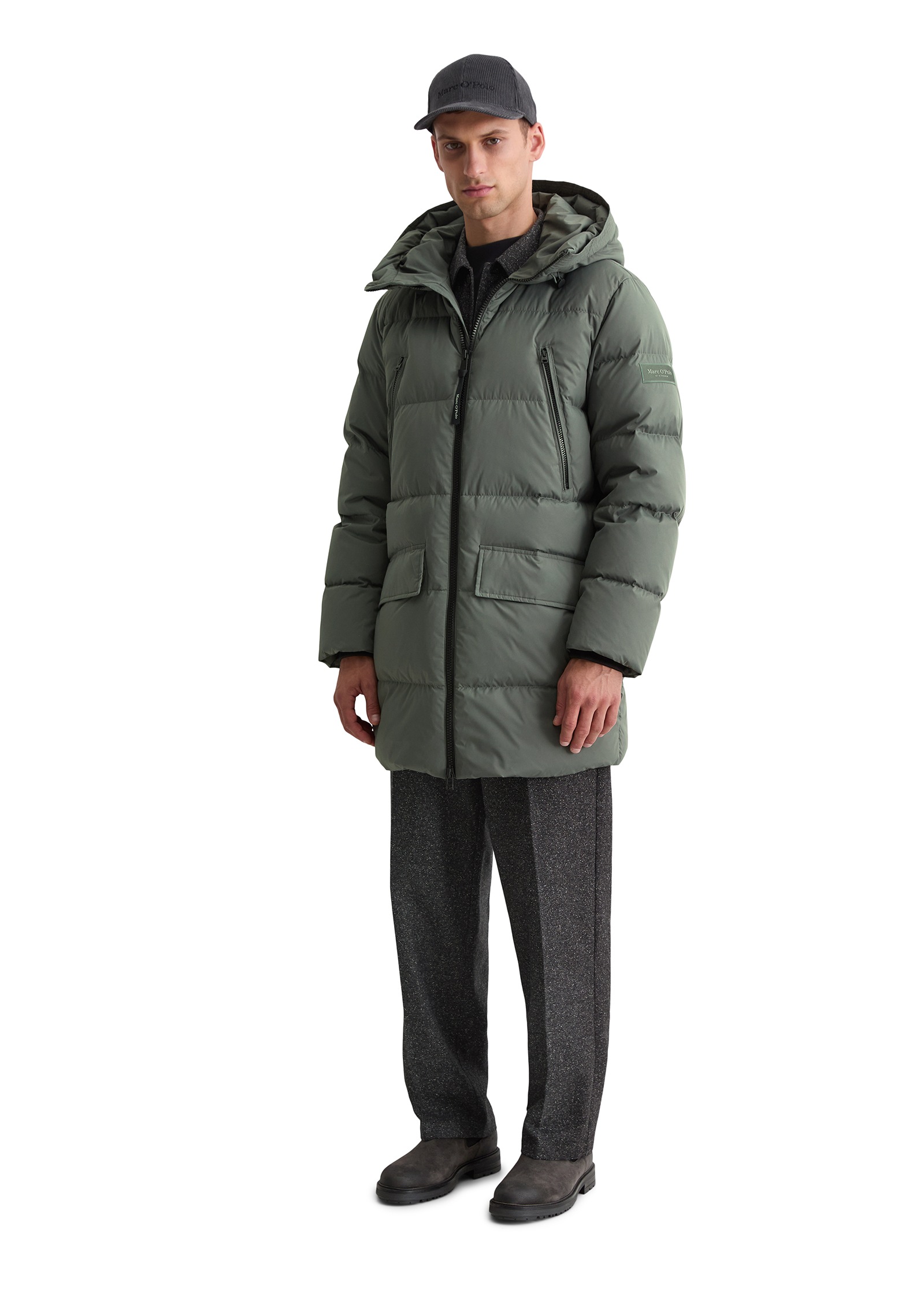 Marc O'Polo Daunenjacke mit Kapuze Pufferjacke, regular fit, eingesetzte, elastische Ärmelabschlüsse