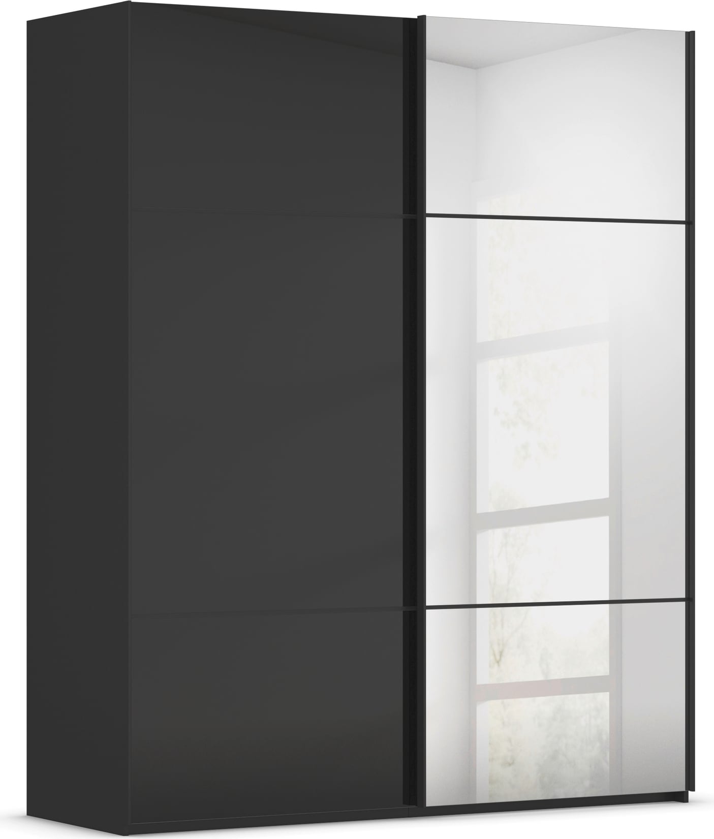 rauch Schwebetürenschrank »Kleiderschrank Schrank Garderobe Schlafzimmerschrank SCALE-TRIO« edle dreigeteilte Front mit 2 Zierleisten Spiegel/Glas MADE IN GERMANY