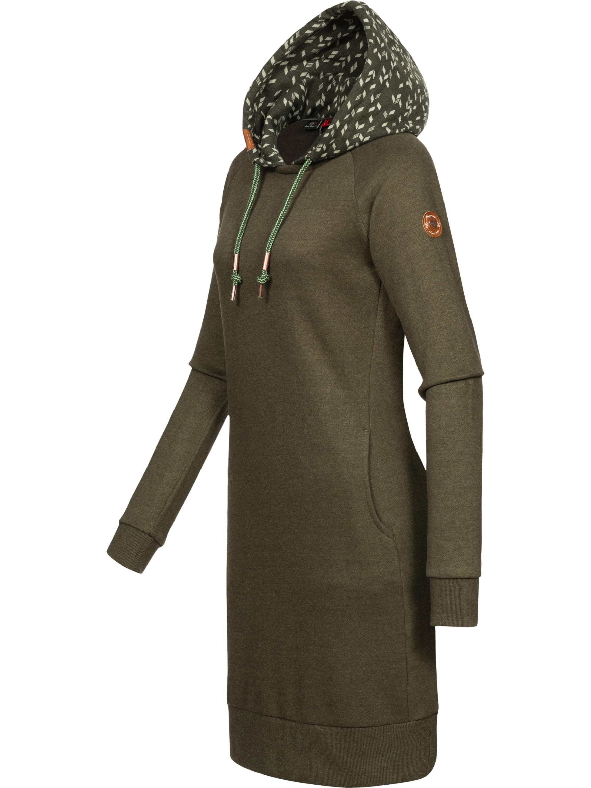 Ragwear Druckkleid »Druckkleid Bess«, Langärmliges Baumwoll Kleid mit Printmuster-Kapuze