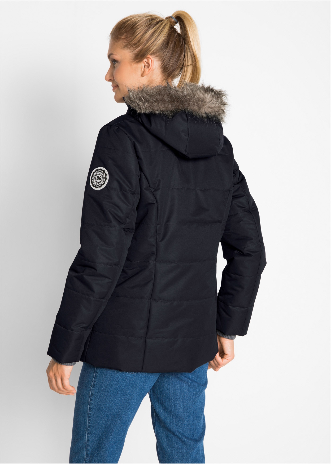 bonprix Winterjacke »Winterjacke in 2-in1 Optik« mit Kapuze in 2-in 1 Optik, mit integrietem Fleeceeinsatz und Kapuze