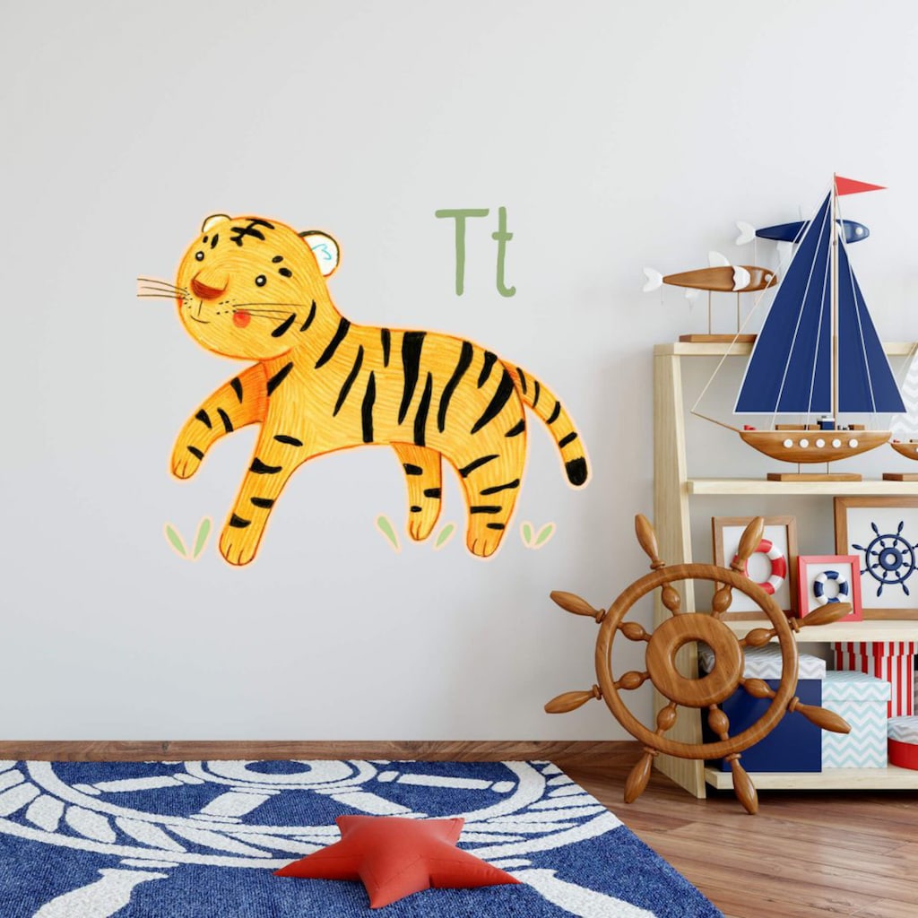 Wall-Art Wandtattoo »Tiger Tierwelt Buchstabe T«, (1 St.)