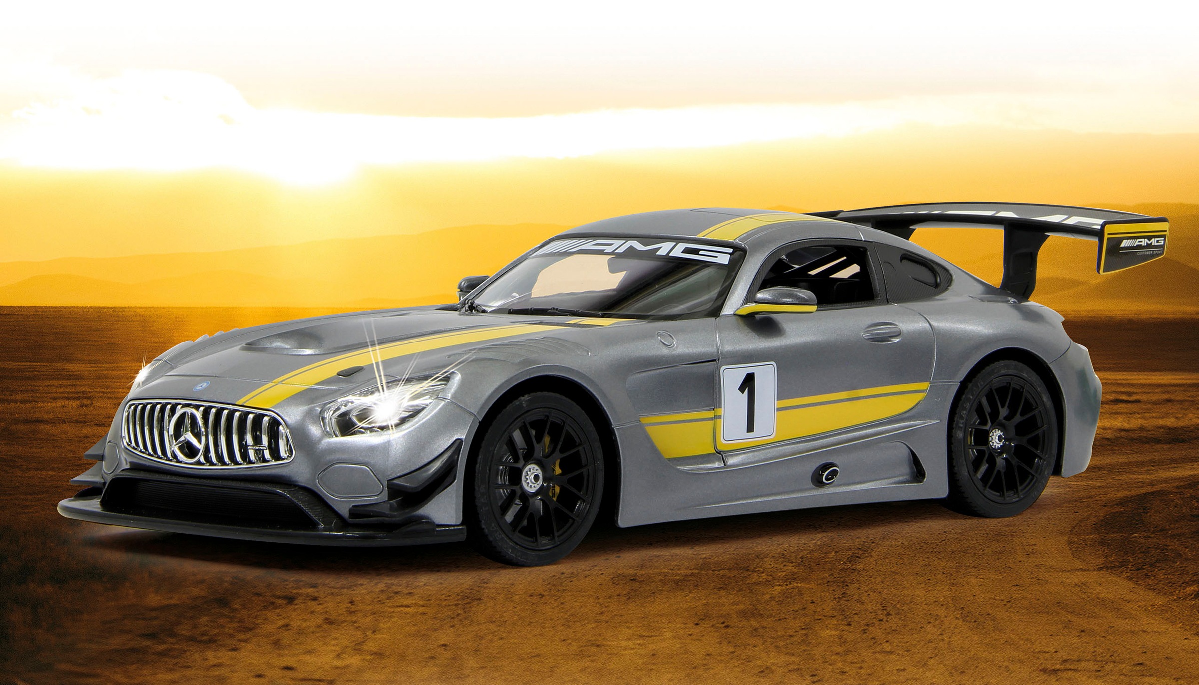 Jamara RC-Auto »Deluxe Cars, Mercedes-AMG GT3 Performance, 1:14, grau, 2,4GHz«, mit LED-Licht