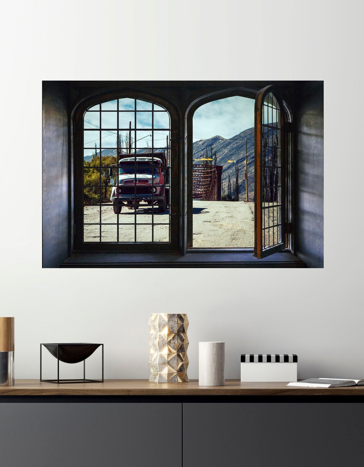 queence Wandsticker »LKW«, Wandsticker, Wandbild, selbstklebend, 3D, Fenster