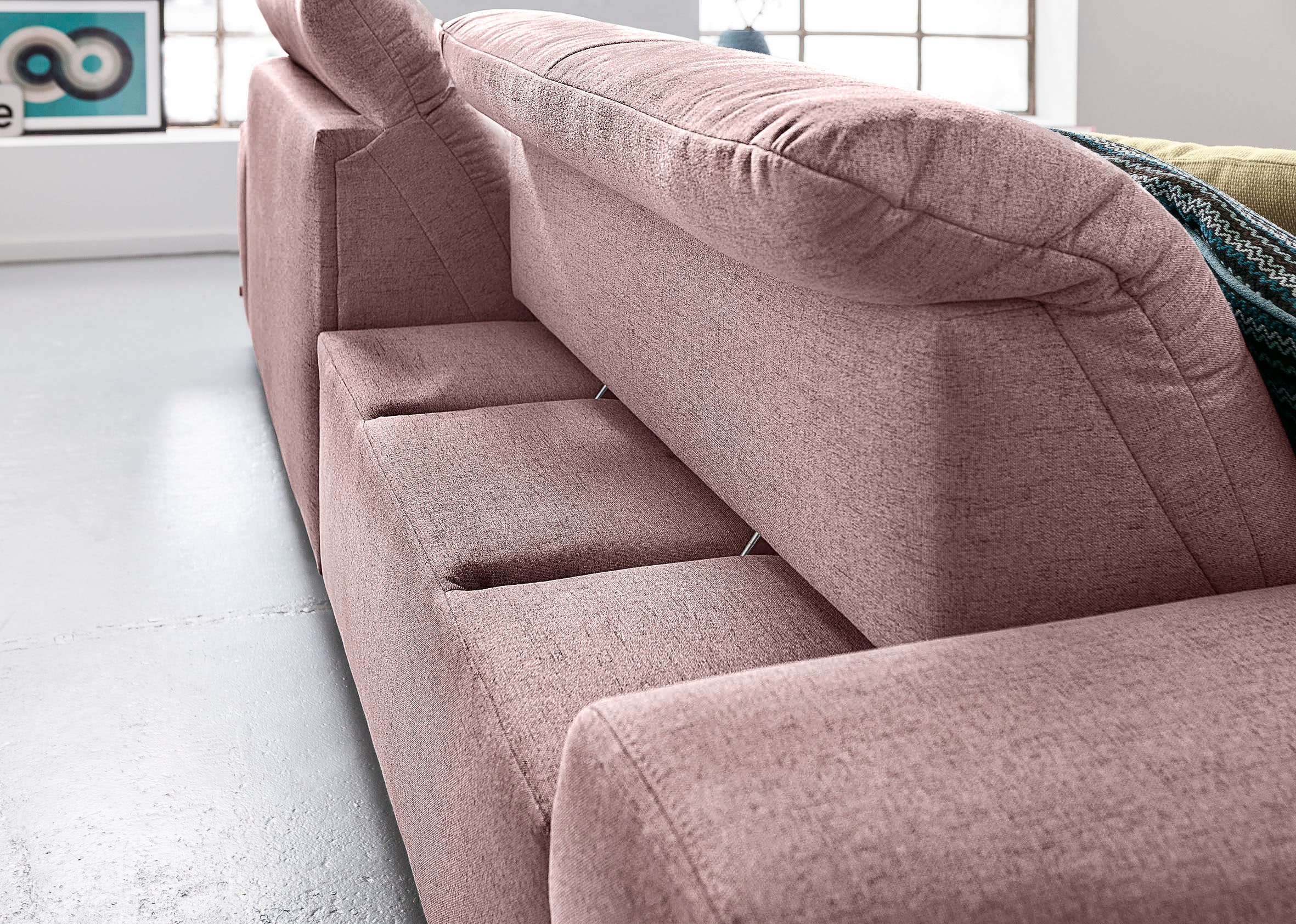 set one by Musterring Ecksofa »SO 1200 inkl. Sitztiefen- & Rückenverstellung für hohen Sitzkomfort,« wahlweise mit Bettfunktion und Stauraum, L-Form, auch in Cord Bezug