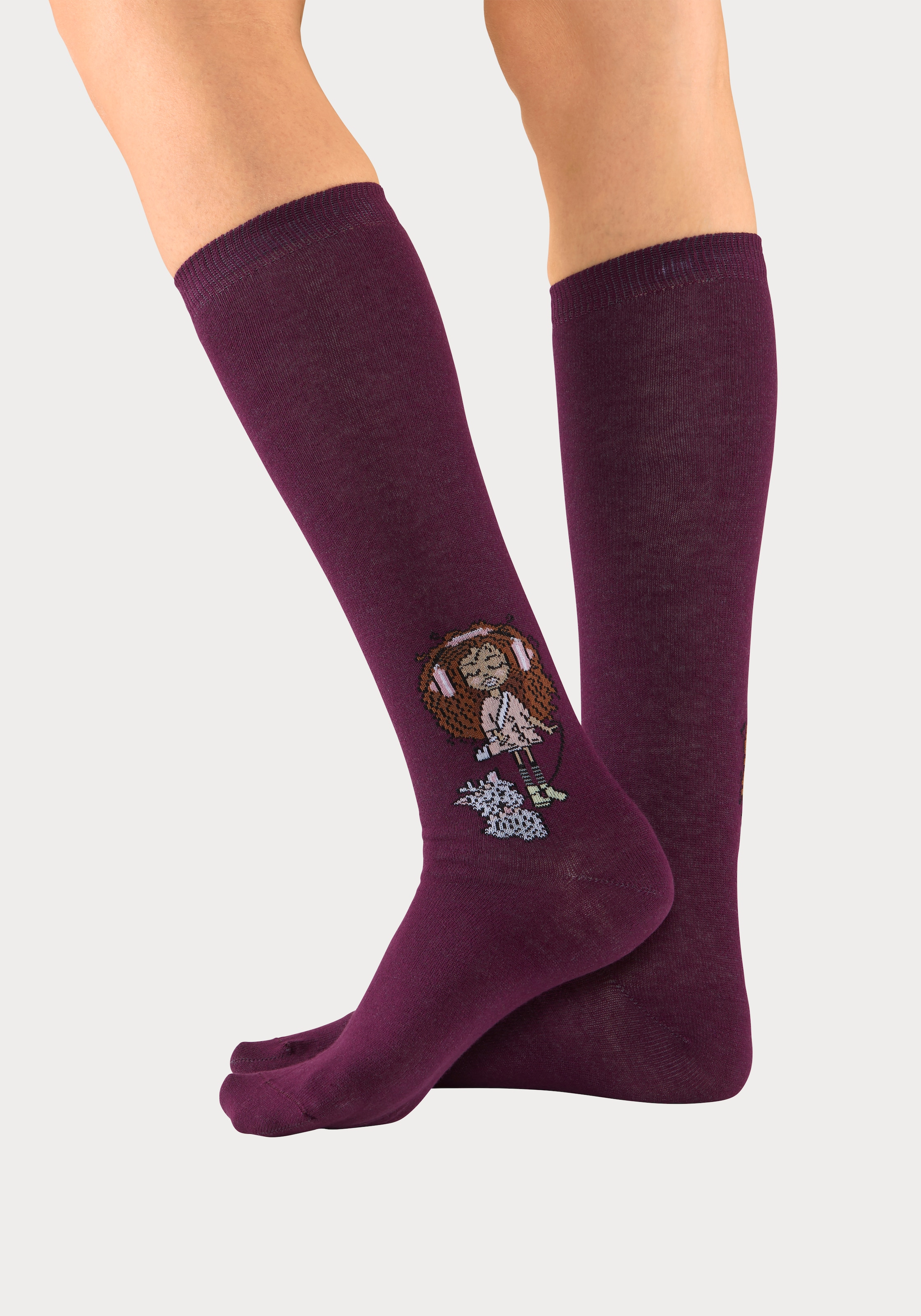 H.I.S Kniestrümpfe Packung, 5 Stk. tlg. mit eingestricktem Motiv