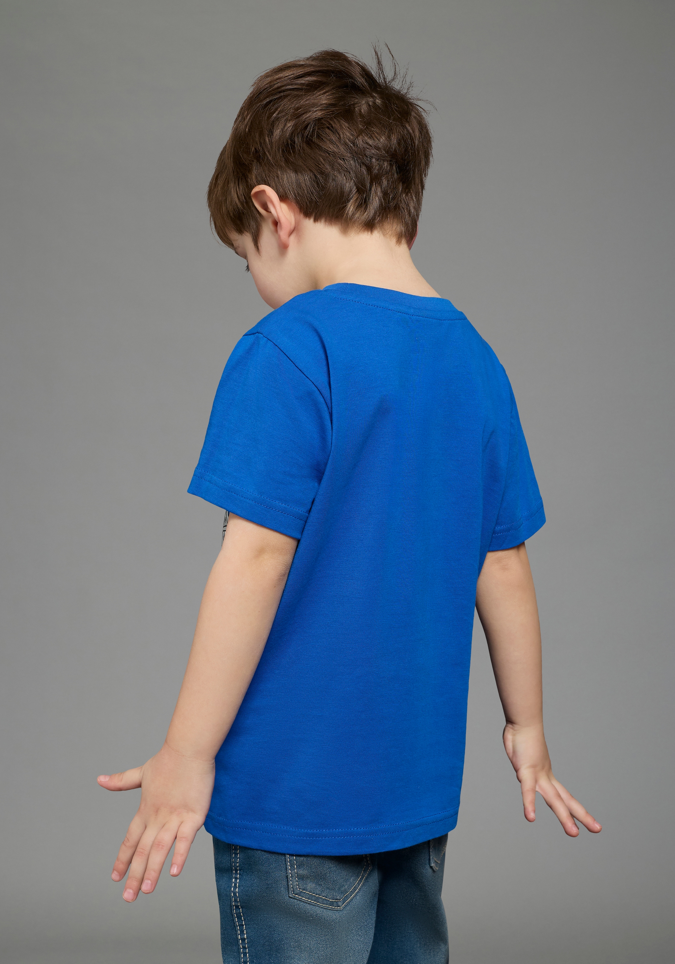 KIDSWORLD T-Shirt »Cooles Shirt mit Feuerwehr Folienprint« für Jungen, Kurzarm, mit Glitterdruck, Basic Passform