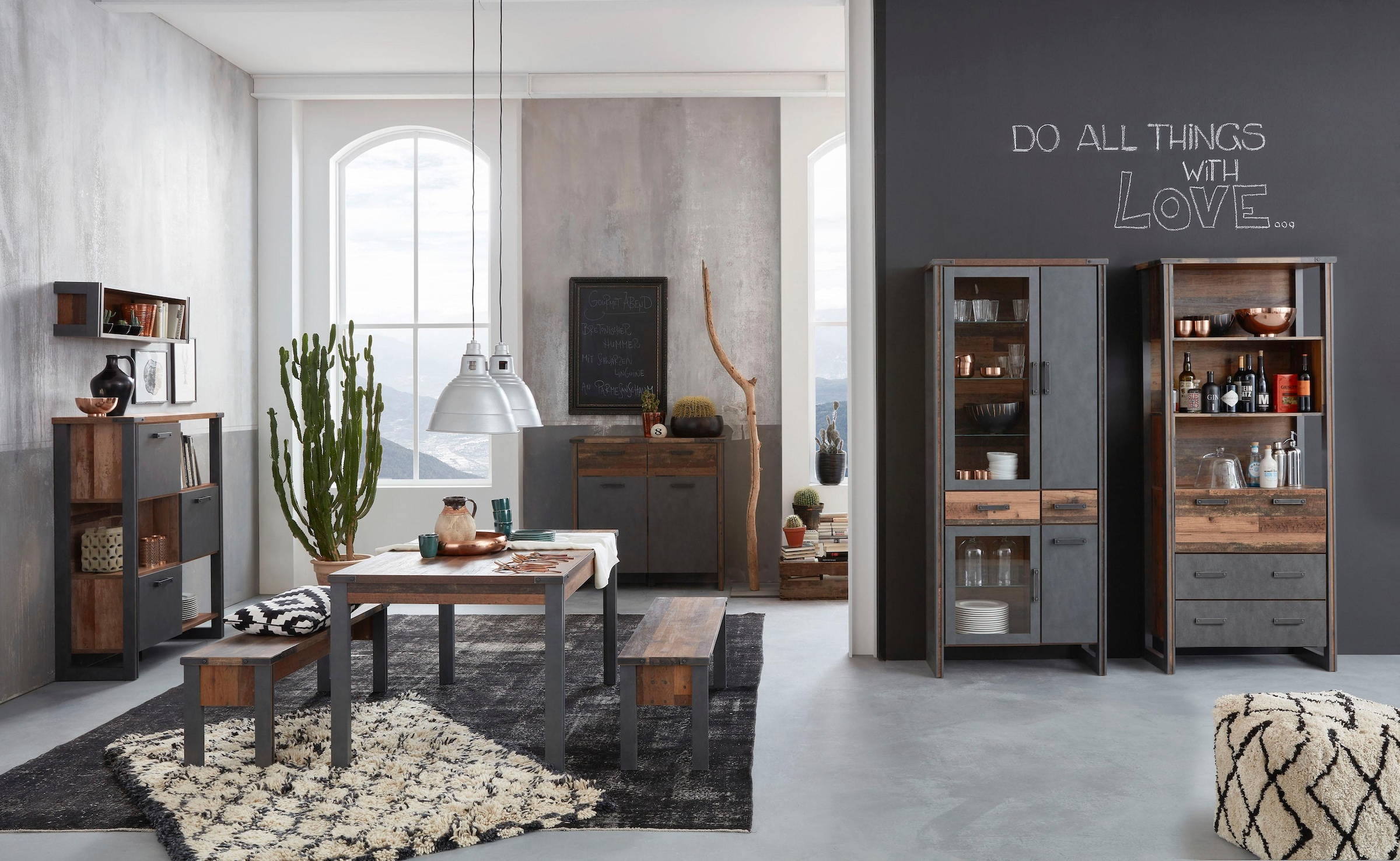 Home affaire Regal »Bristol«, Standregal im Industrial Style mit 3 offenen und geschlossenen Fächern
