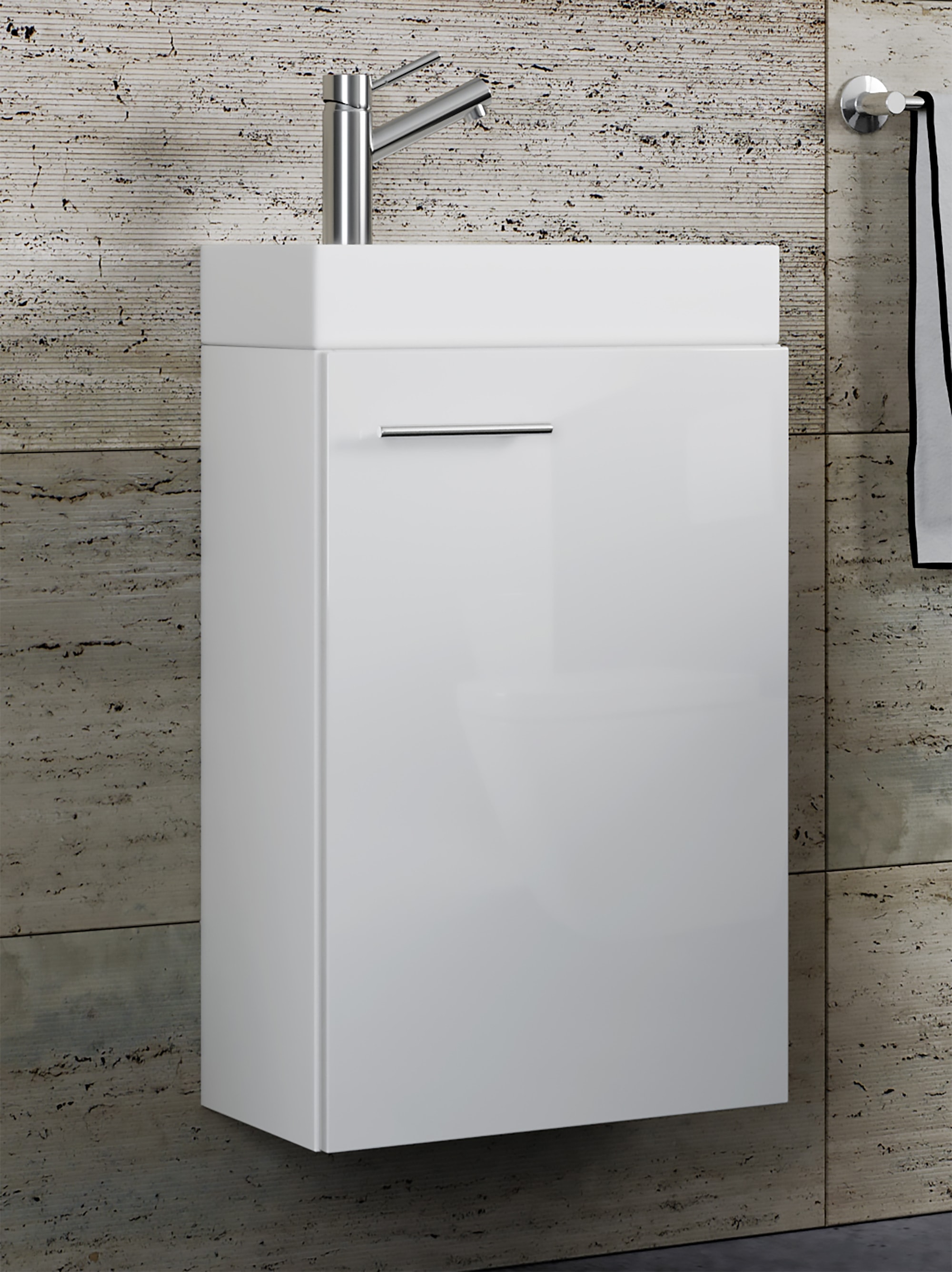 VCM Waschbeckenunterschrank »VCM 2-tlg Set | Waschplatz für Gäste WC | Gästebad | Waschtisch | Badezimmer Set - Slito«, (2 St.)