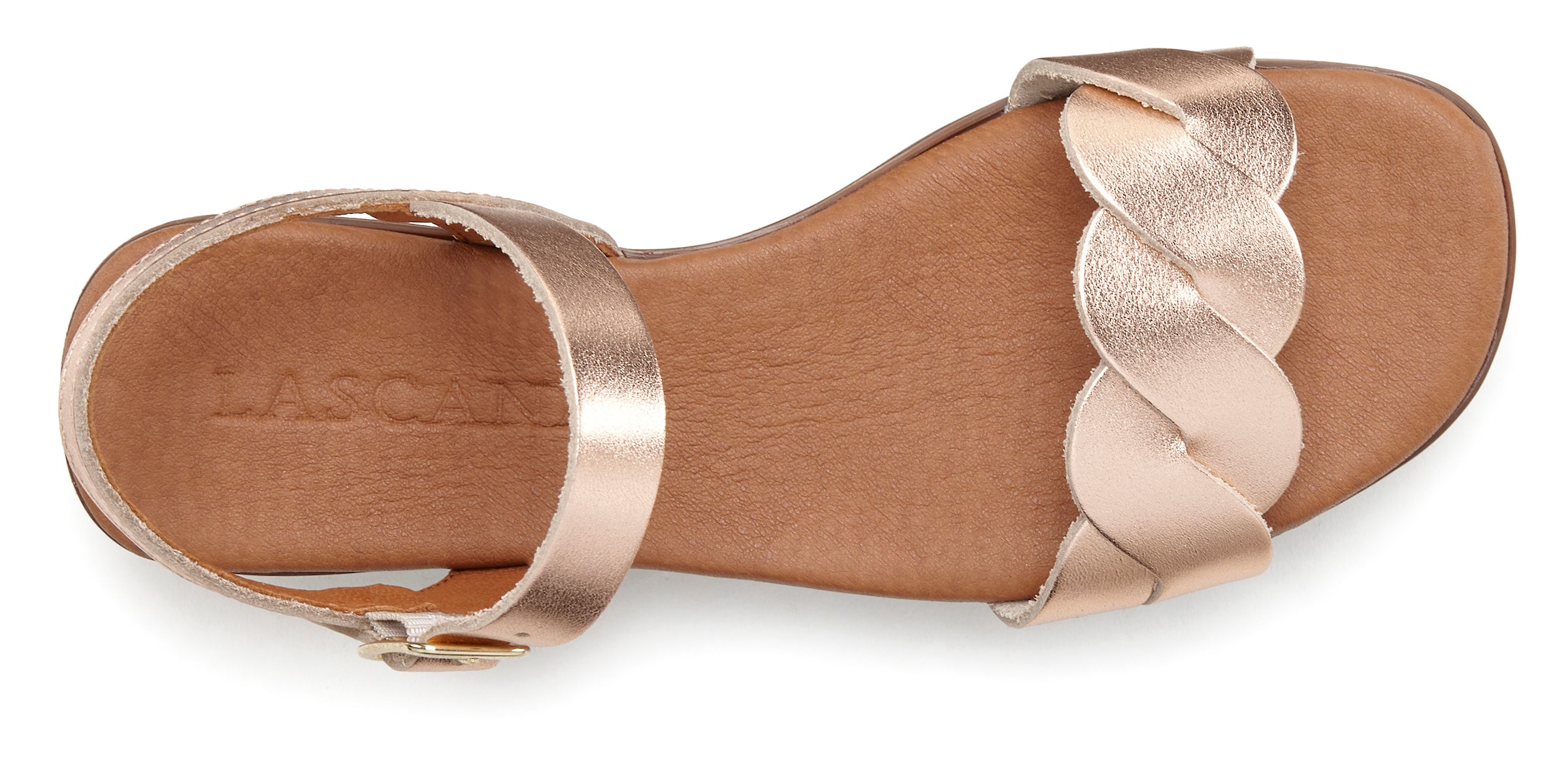 LASCANA Sandale »Sommerschuh«, aus Leder mit überkreuztem Wellenriemen, Sandalette, Sommerschuh