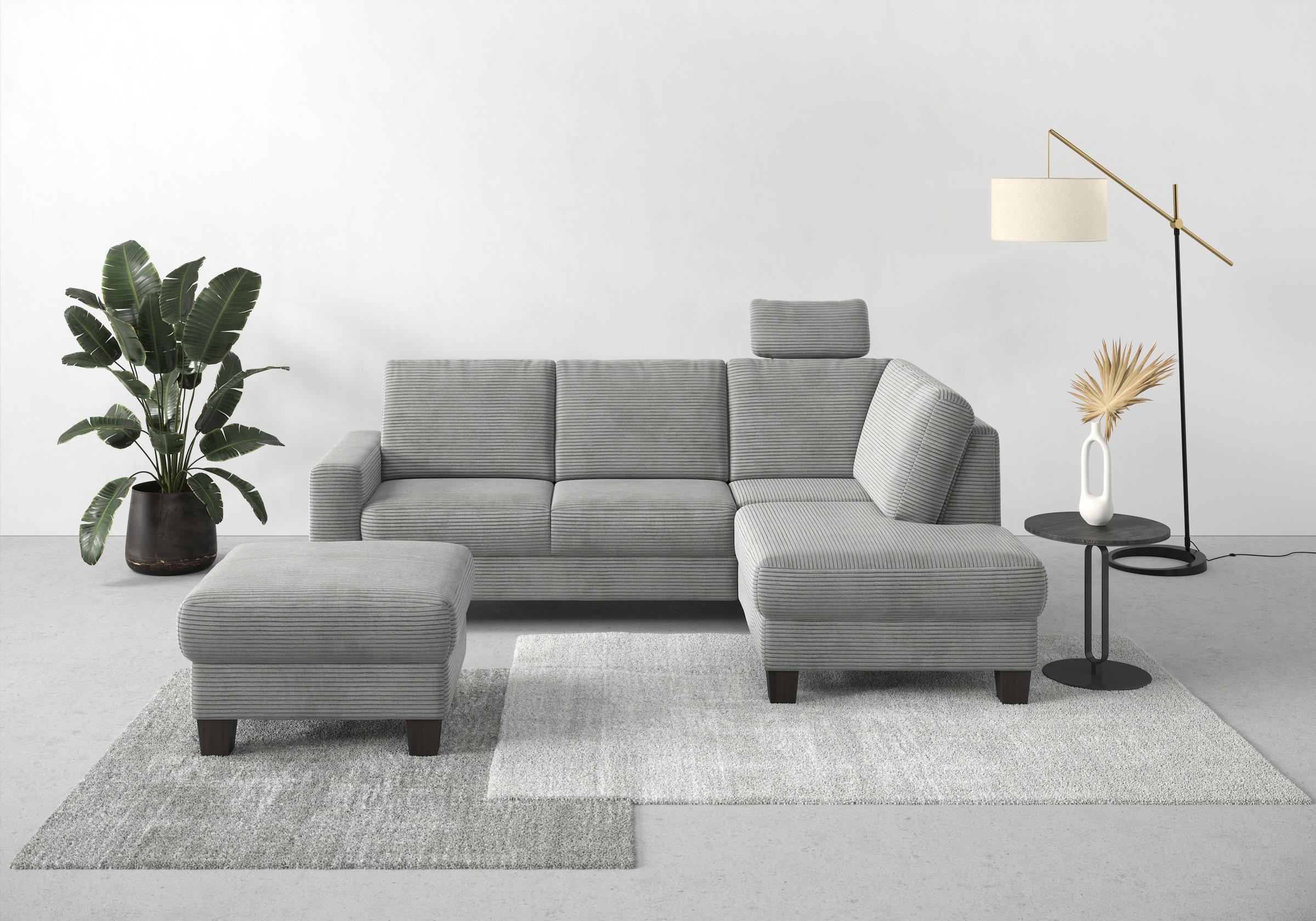 Home affaire Ecksofa »Summer L-Form« mit Ottomane, mit oder ohne Bettfunktion und Bettkasten, Cord-Bezug
