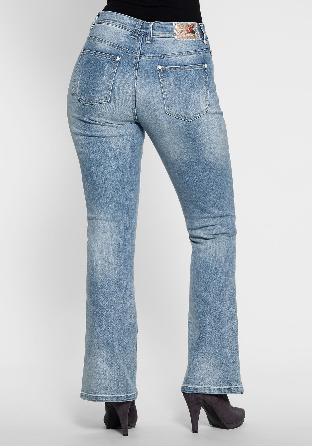 Sheego Bootcut-Jeans »Jeans mit Pailletten am Bund«, mit Pailletten am Bund