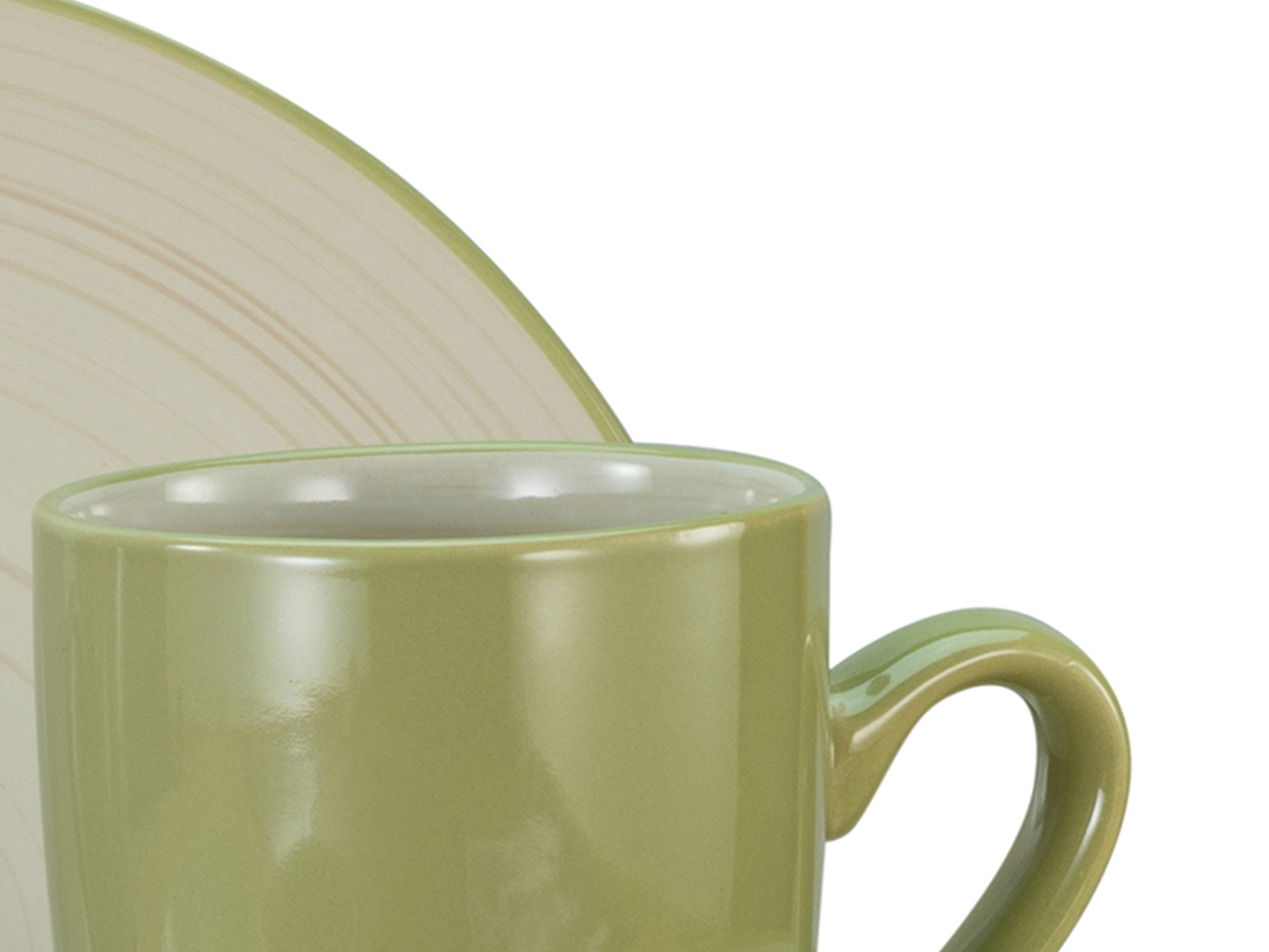 CreaTable Kombiservice »Geschirr-Set Bamboo Garden«, (Set, 16 tlg., Kaffeeservice und Tafelservice im Set, für 4 Personen), Service, handemalte Spiralen in hellem Holzton 16 Teile für 4 Personen
