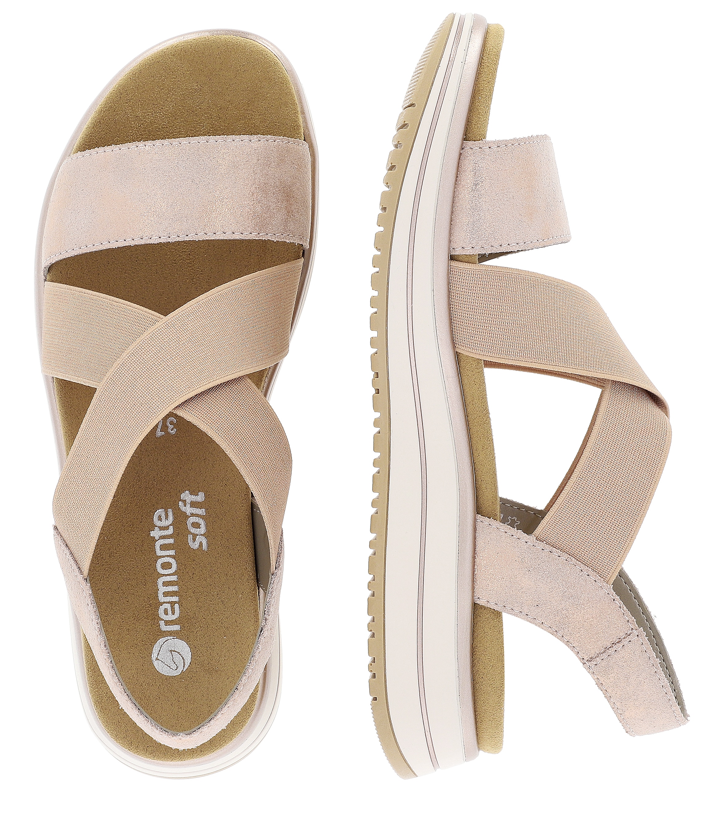 Remonte Riemchensandale, Sommerschuh, Sandalette, Keilabsatz, mit praktischem Gummizug