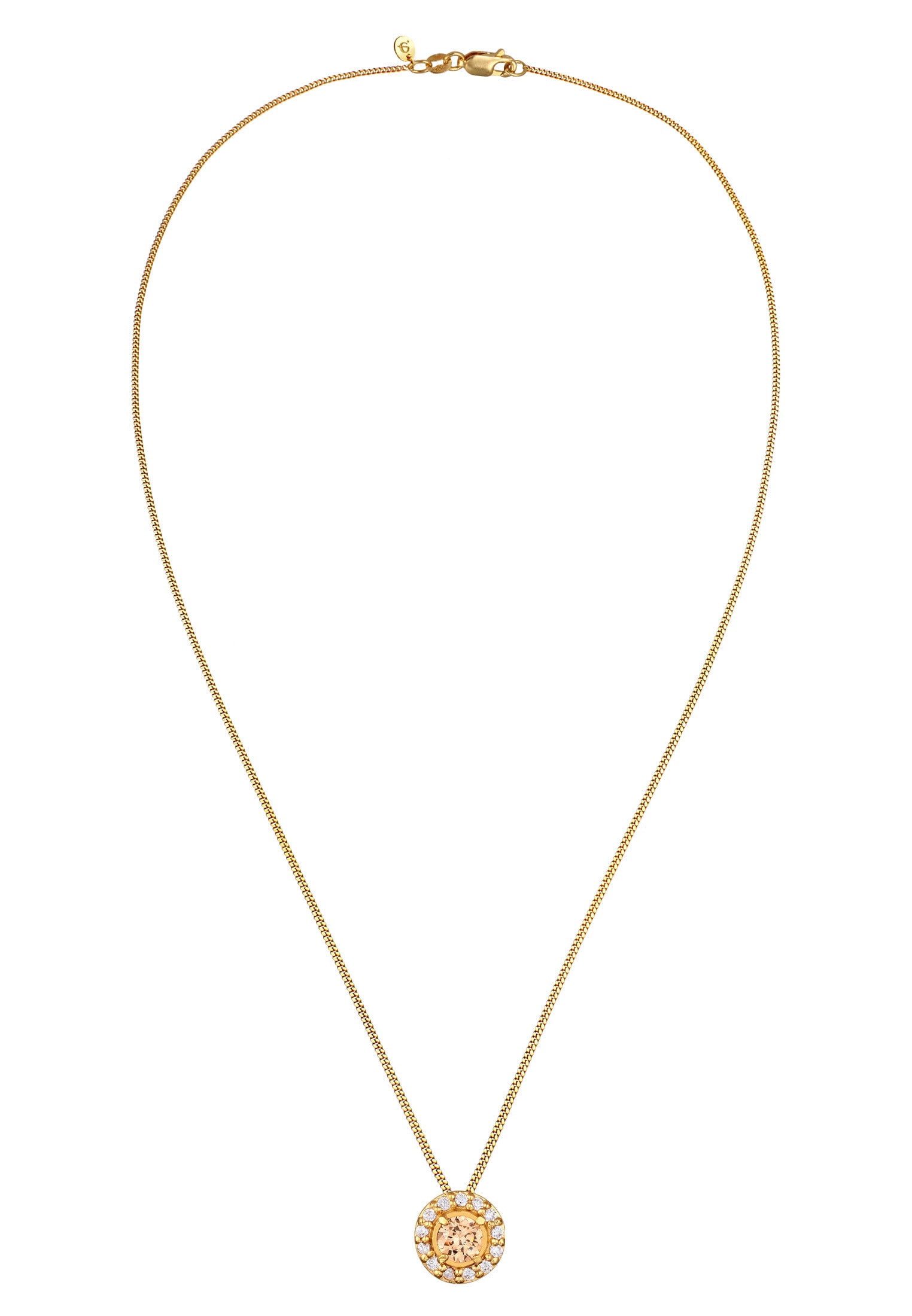 Elli Premium Silberkette »Halskette Morganite Pfirsich Diamantschliff 925 Sterling Silber«