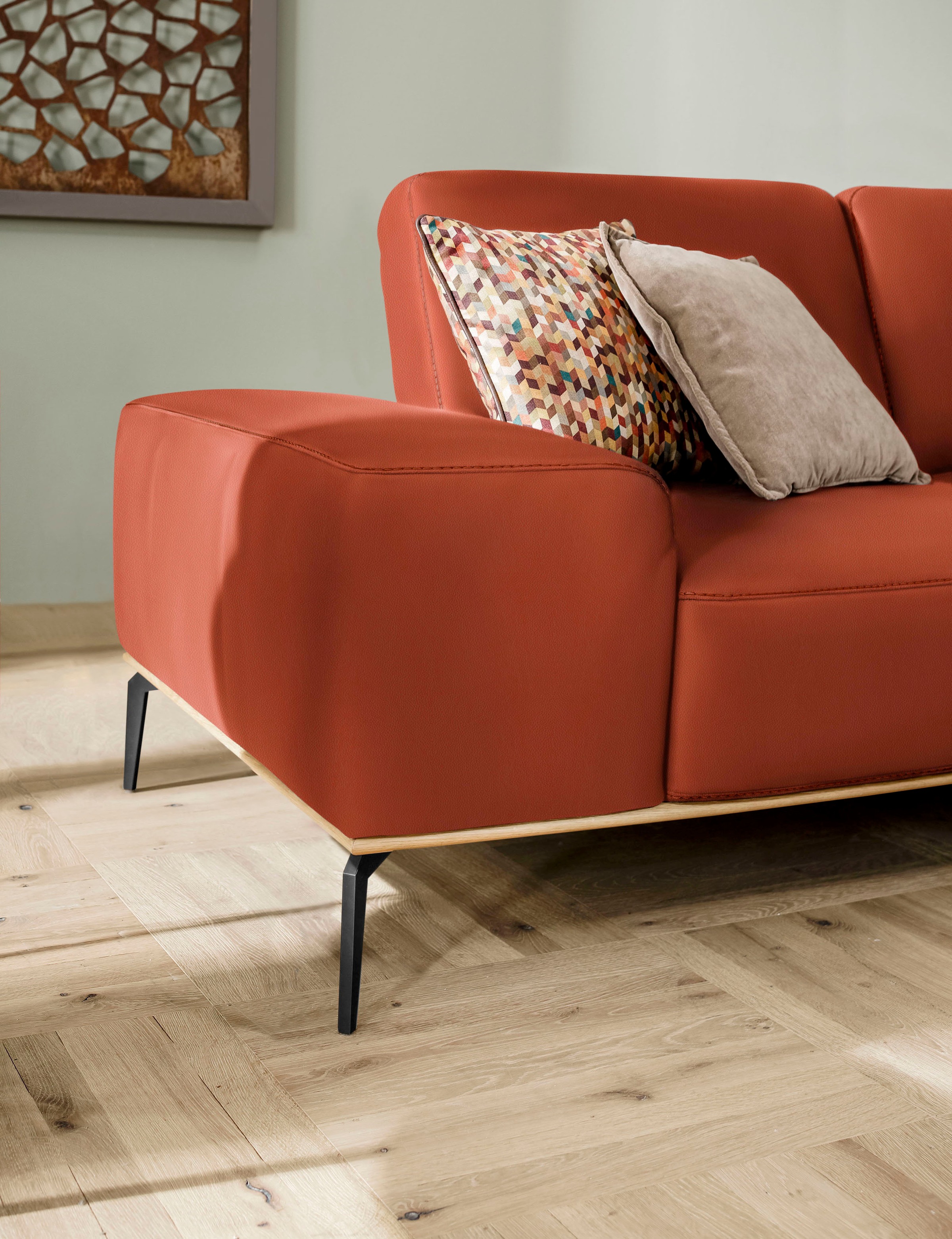 W.SCHILLIG Ecksofa »run, Designsofa mit tollem Sitzkomfort, bequem, L-Form«, mit Holzsockel, Füße in Schwarz pulverbeschichtet, Breite 279 cm