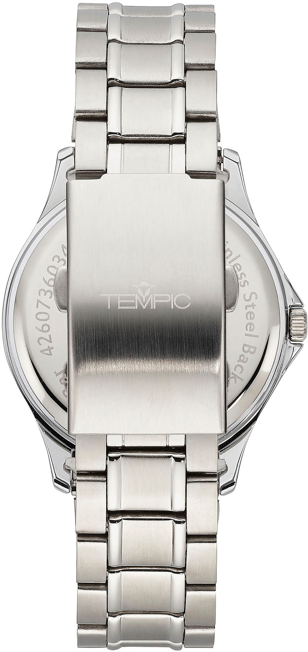 Tempic Quarzuhr, Armbanduhr, Herrenuhr, analog, Edelstahlarmband