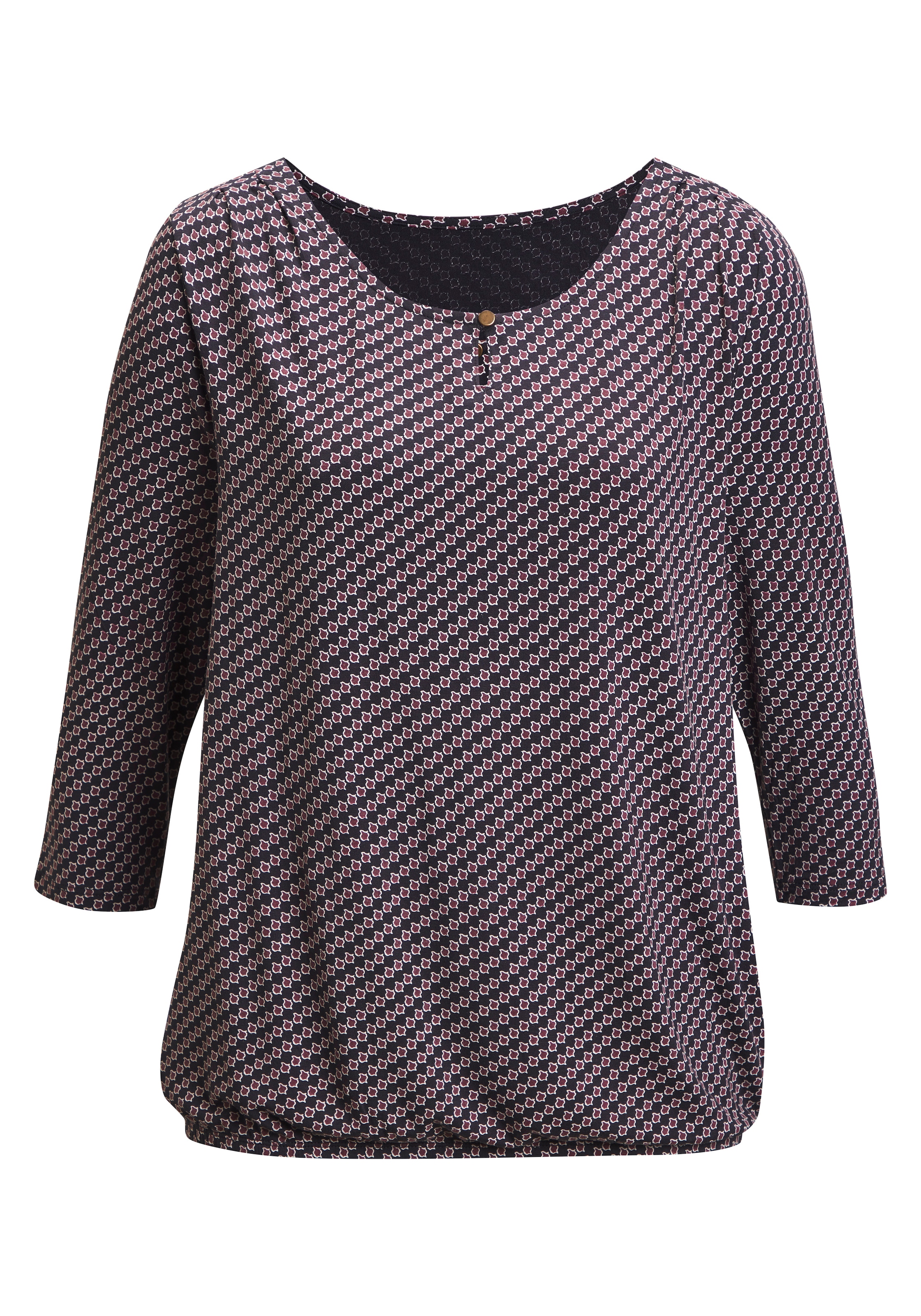 Vivance Rundhalsshirt »mit goldfarbenem Zierknopf am Ausschnitt« aus weichem Viskose-Stretch