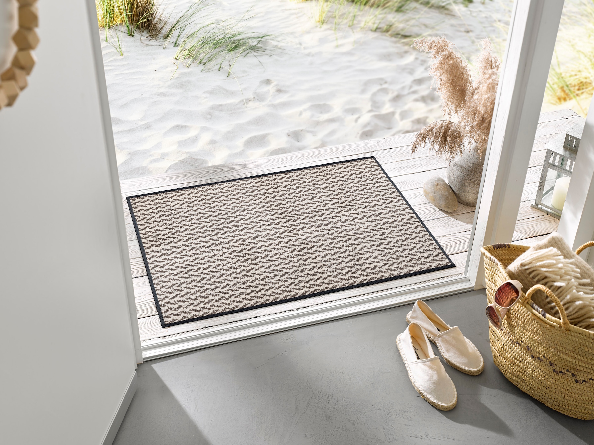 wash+dry by Kleen-Tex Teppich »Duo Latte« rechteckig 9 mm Höhe rutschhemmend, In- und Outdoor geeignet, waschbar