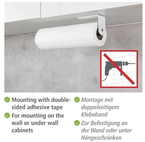 WENKO Küchenrollenhalter »Modell Nio«, selbstklebend, Befestigen ohne Bohren, rostfreies Aluminium