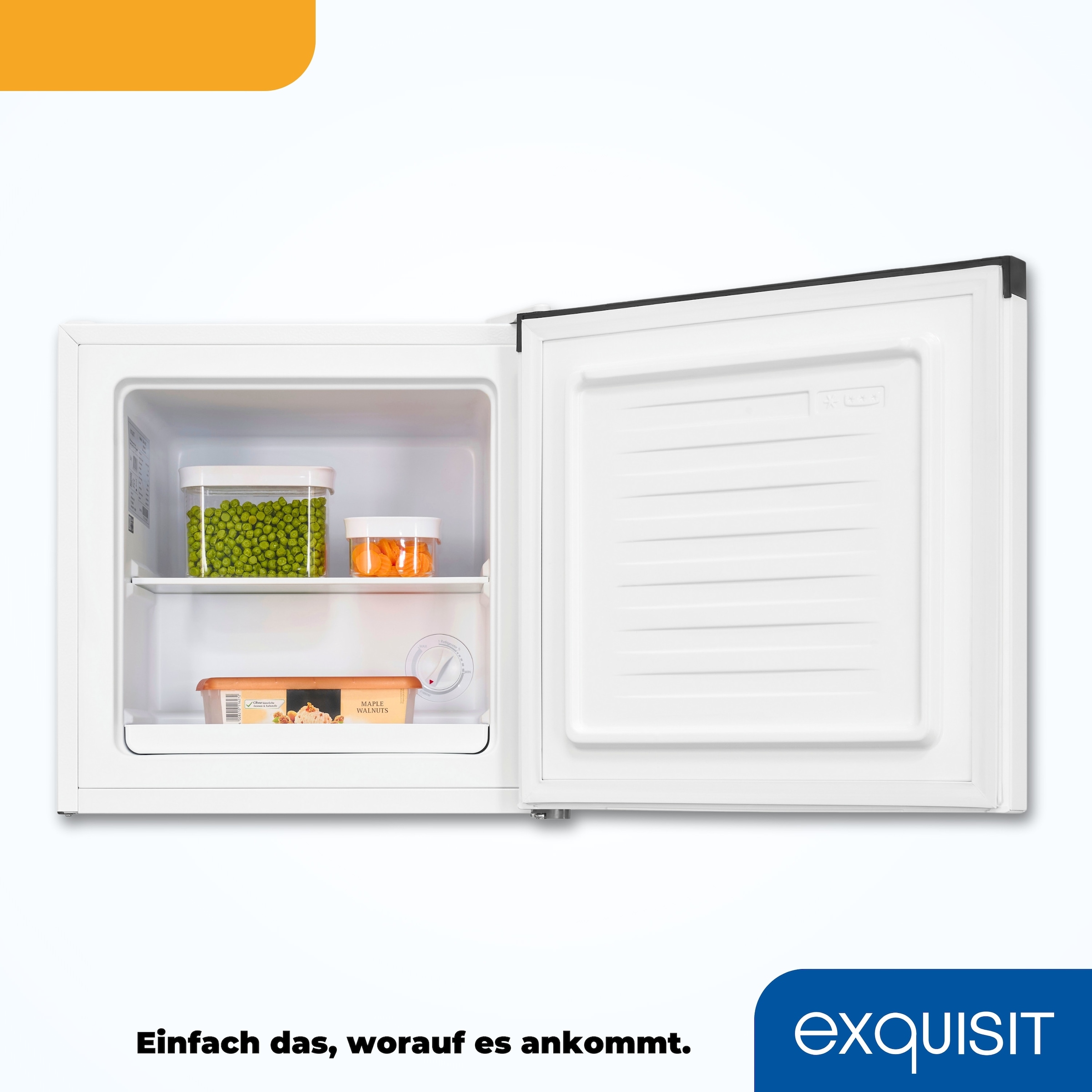 exquisit Gefrierschrank »GB40-050C weiss« 49,5 cm hoch 47,5 cm breit Kompakt & leise |Thermostat für Temperaturwahl | 4 Sterne Gefrieren
