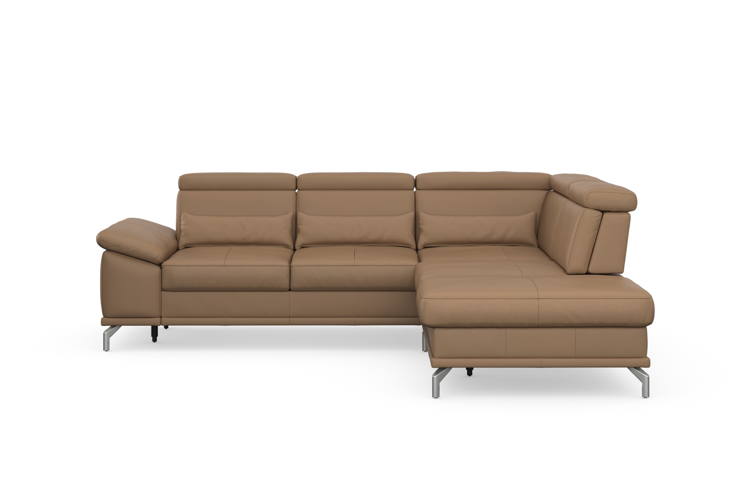 sit&more Ecksofa »Cabrio L-Form, B: 274 cm, mit Sitztiefen-, Arm- & Kopfteilverstellung«, 3 Nierenkissen, Federkern, optional Bettfunktion und Stauraum