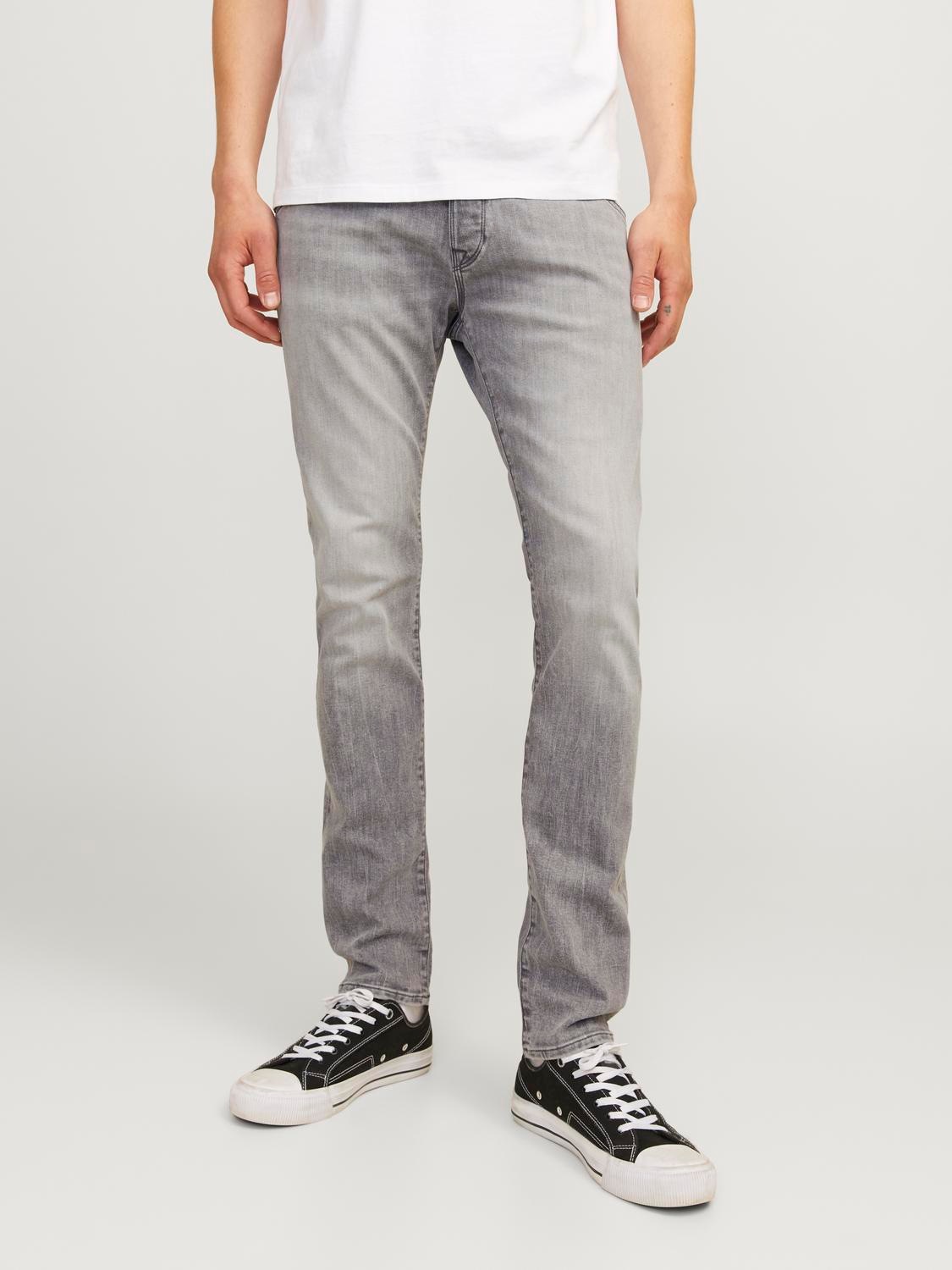 Jack & Jones, Herren, »JJIGLENN – Jeans mit Stretch, niedriger Leibhöhe und Taschen« Baumwollmischung, slim fit, Grey Denim, Länge 30, 31 - Länge 30, 