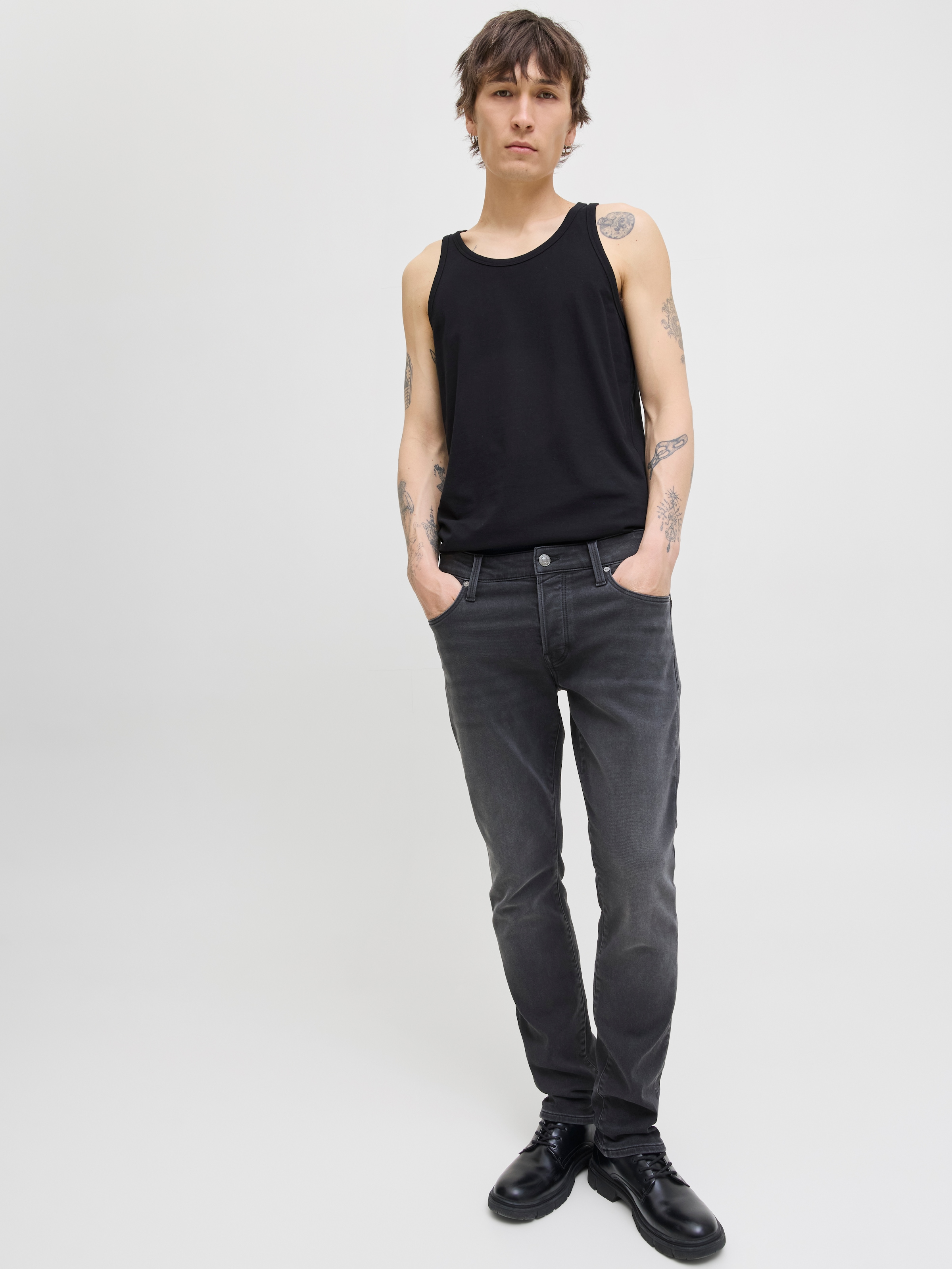 Jack & Jones Tapered-fit-Jeans »JJIMIKE mit Stretch, Used-Look und bequemer Passform«, mit Abriebeffekten